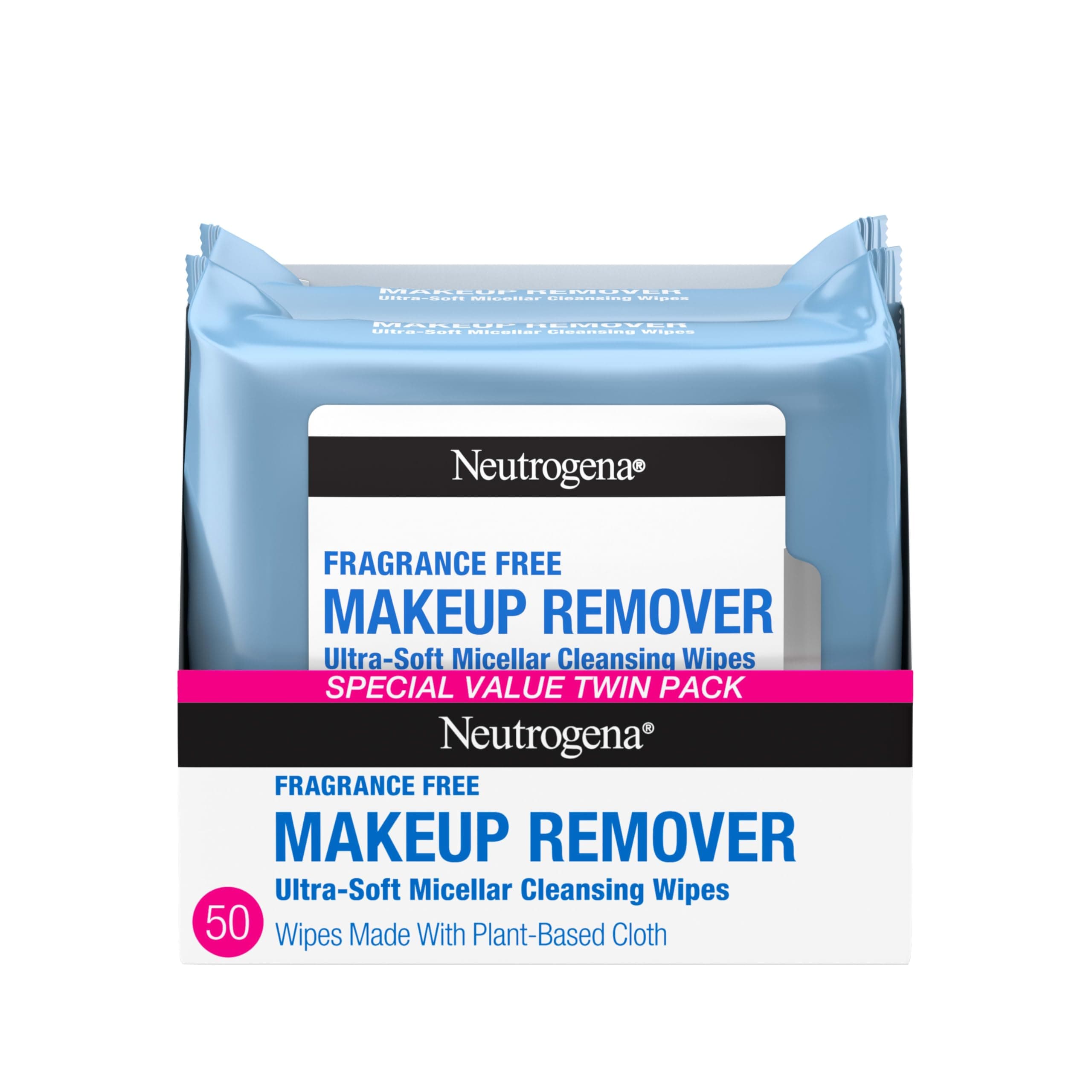 Neutrogena Cleansing Fragrance Free Makeup Remover Facial Wipes, 25 Count, 2 Packs