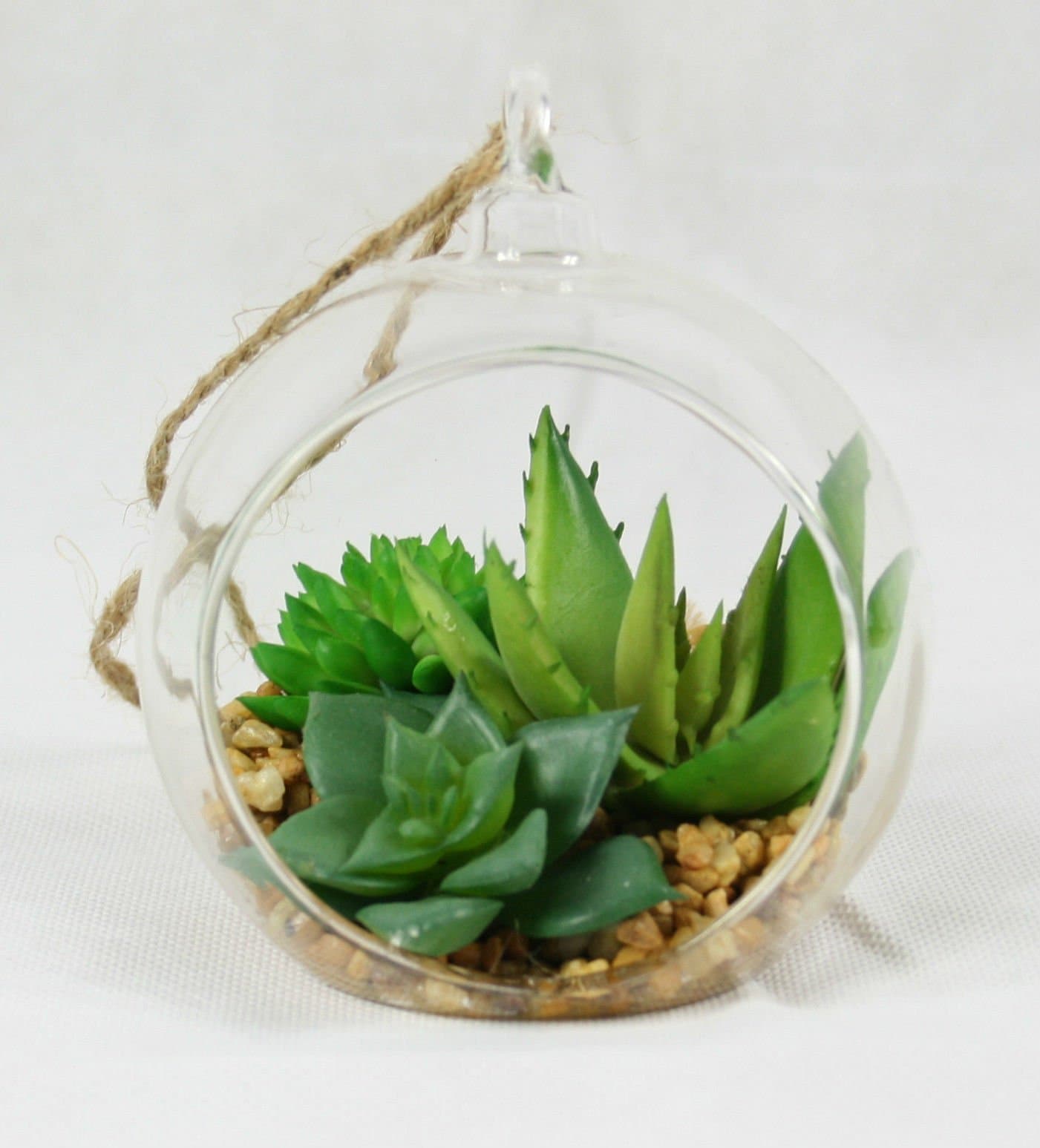 Mini Cactus in Glass Bowl, Artificial Succulent Arrangement for Home & Office 10 cm #1