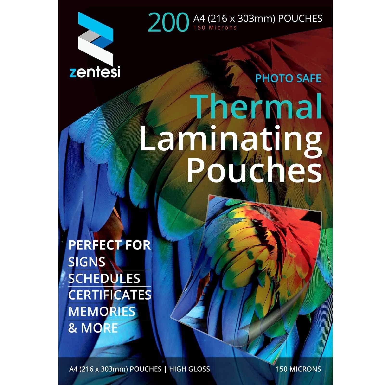 A4 Laminating Pouches High Gloss Laminator Sleeves 150 Micron (75 + 75 Microns) Glossy Laminate Pouch Sheets - Pack of 200