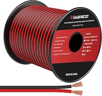 12Gauge 100FT Electrical Wire Cable 2 Conductors Red Black Cable Hookup LED Lighting Strips Flexible Wire Extension Cord 12AWG Copper Clad Aluminum Copper Wire 12V/24V DC -30.5M