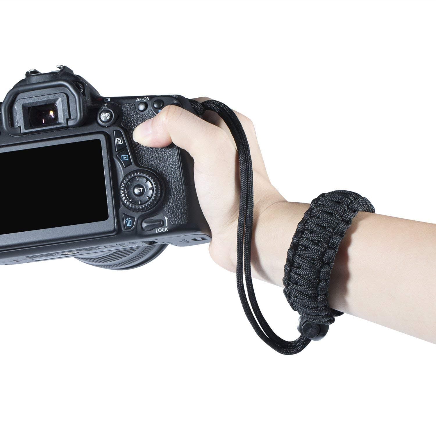 Digital Camera Wrist Strap Handmade Personality Outdoor Survive string Adjustable Camera Wristband Strap for All DSLR Camera Nikon Canon Sony Olympus Samsung Pentax Fujifilm,Black.