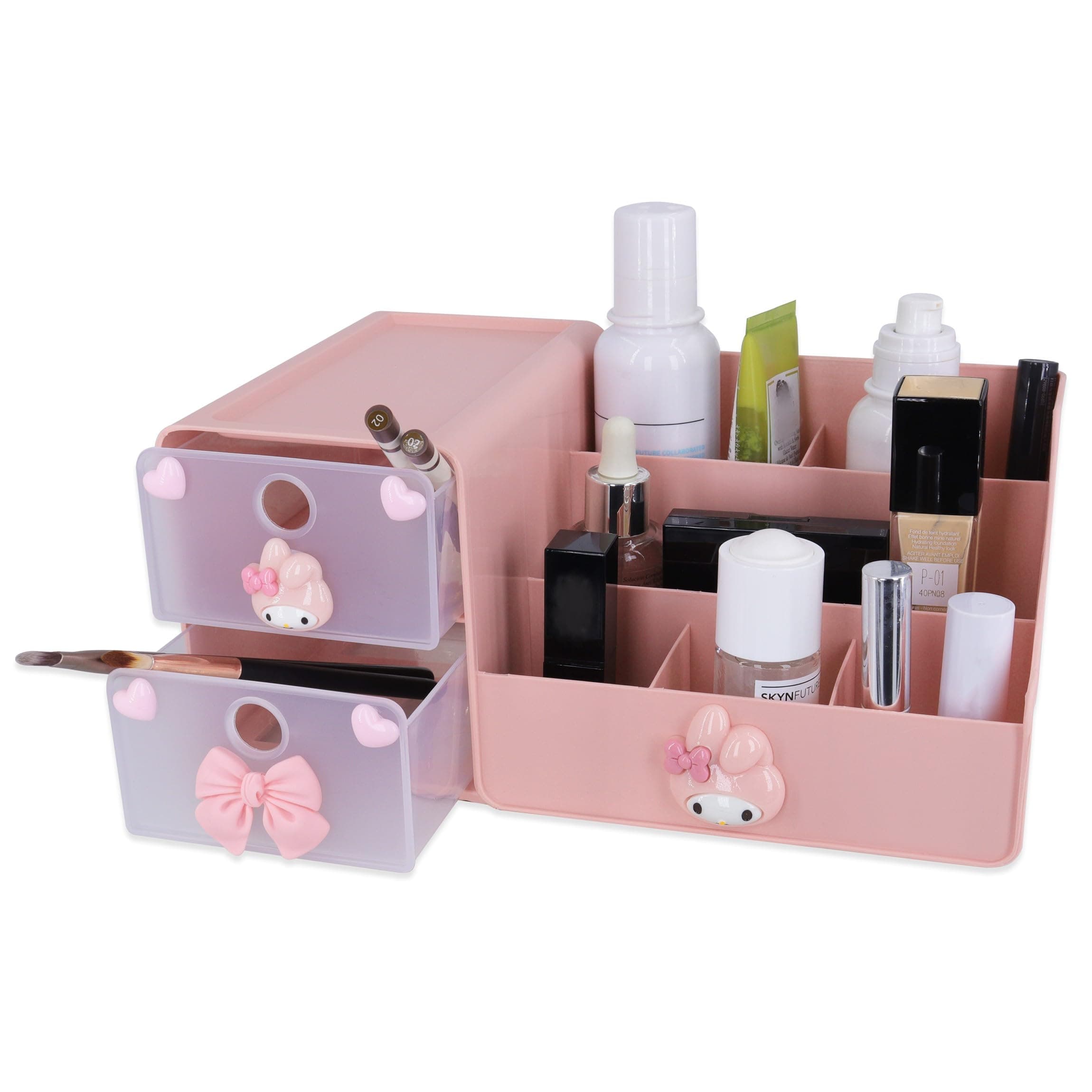 Roffatide Cartoon Melody Desktop Desk Office Supplies Container Anime Pen Holder for Desk Cute Pencil Cup Pot Makeup Brush Holder High-Capacity Box Pink