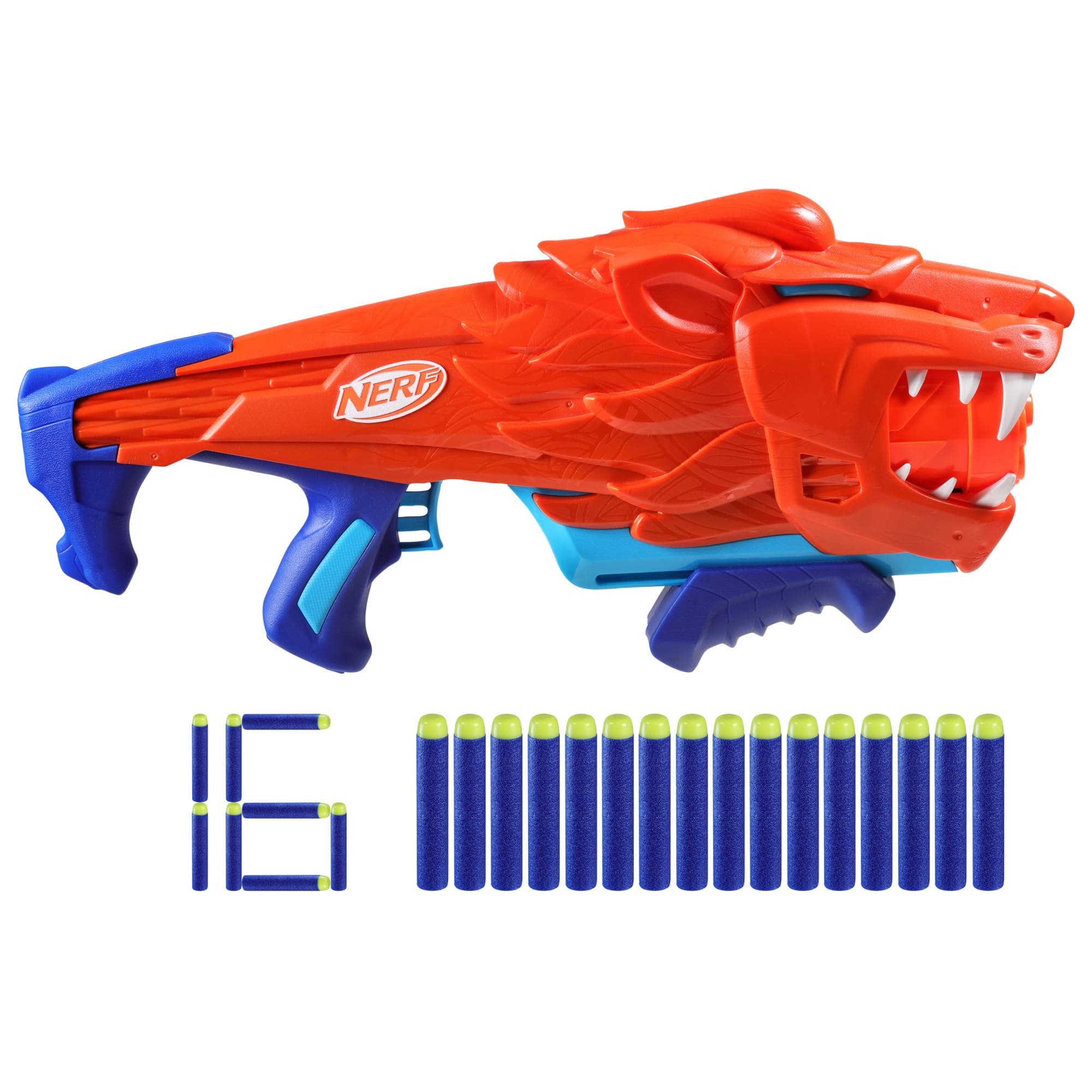 NERF Wild Lionfury, Easy Play Dart Blaster, 16 Elite Darts, Blaster Lion Toys for 6 Year Old Boys & Girls & Up, Outdoor Toys