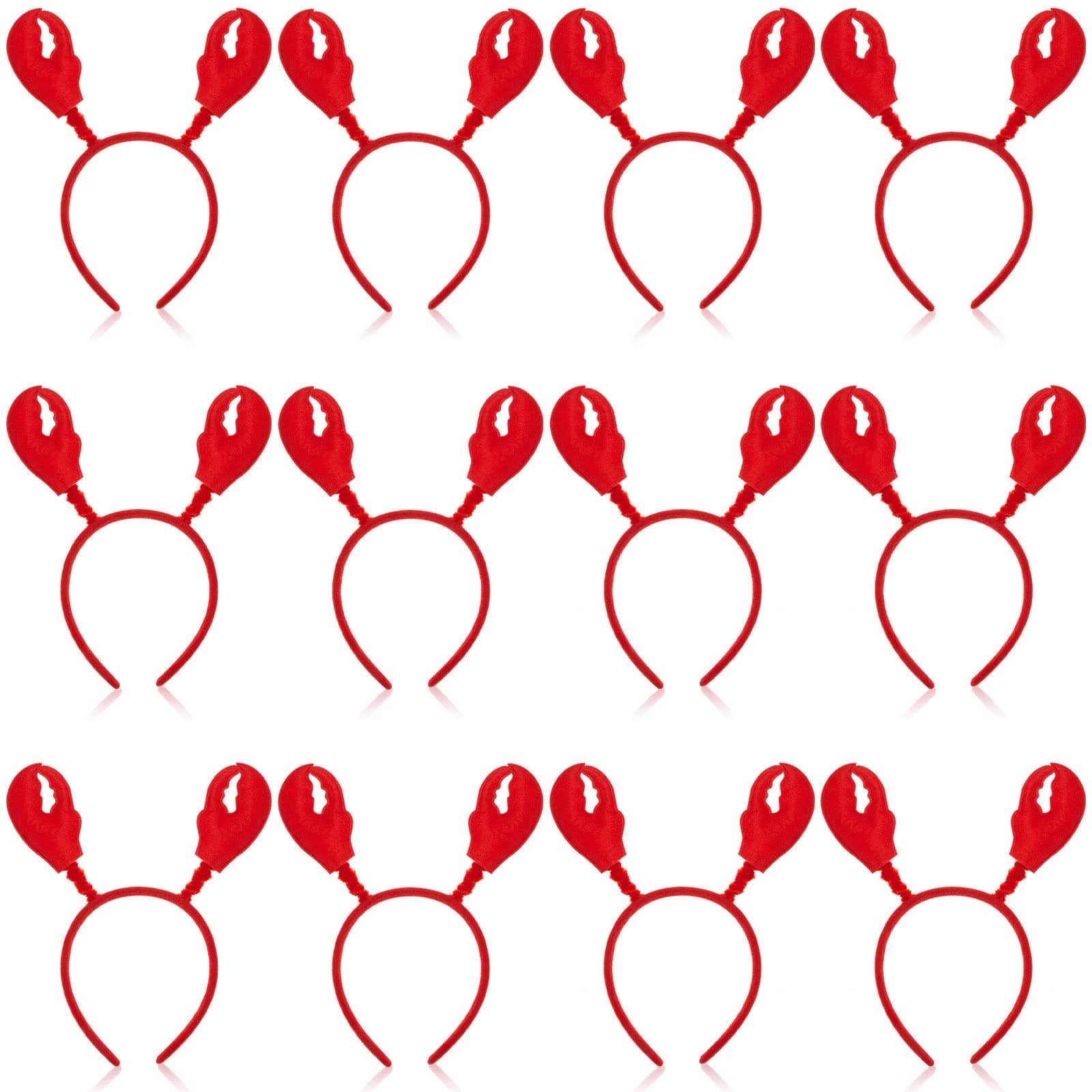 Crowye 12 Pcs Lobster Crab Headbands Red Claws Headwear Adults Ocean Costume Hats for Halloween Cosplay Summer Lobster Party