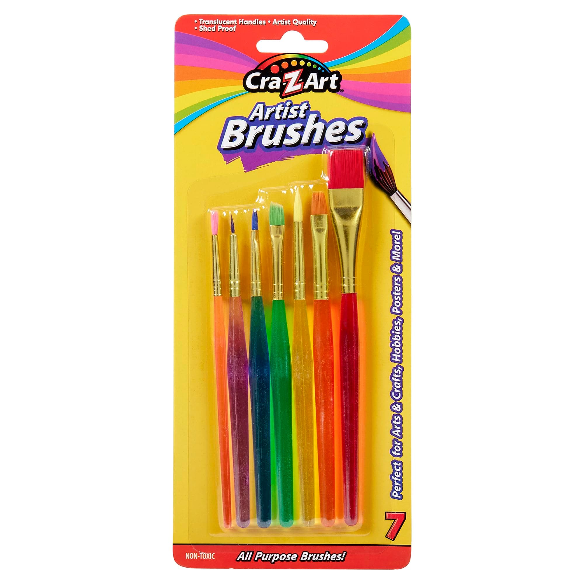 Cra-Z-Art Artist Brushes, Assorted Sizes Blist Carded, 7 Count