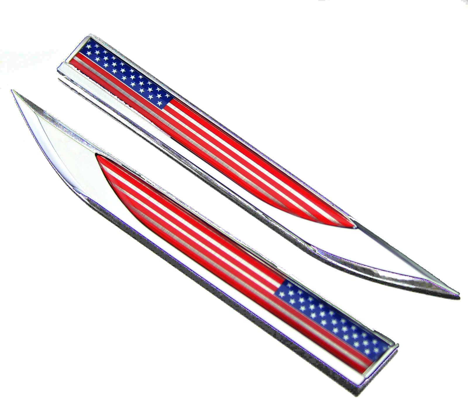 2Pcs 3D Metal American flag Auto Car Side Fender Rear Trunk Emblem Sticker Badge Decals