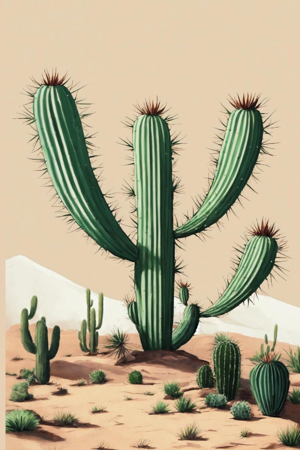 Kaktus Notizbuch - 124 punktlinierte Seiten, 6x9 Zoll (ca. DIN A4), Weißes Papier (90g/m²), Mattes Cover mit schönem Kaktusmotiv