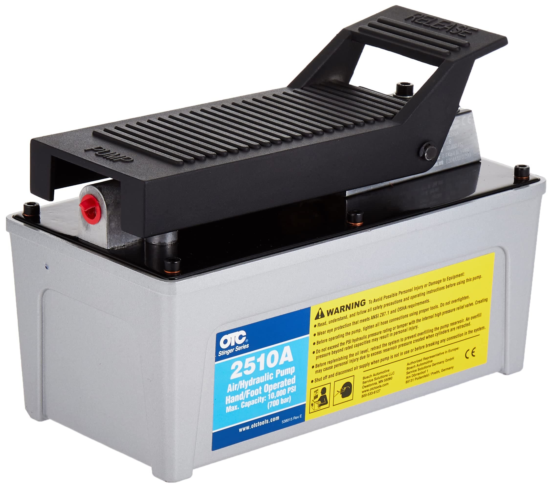 2510A Stinger 10,000 PSI Foot Operated Air/Hydraulic Pump for Rams, Presses, & Hydraulic Pullers