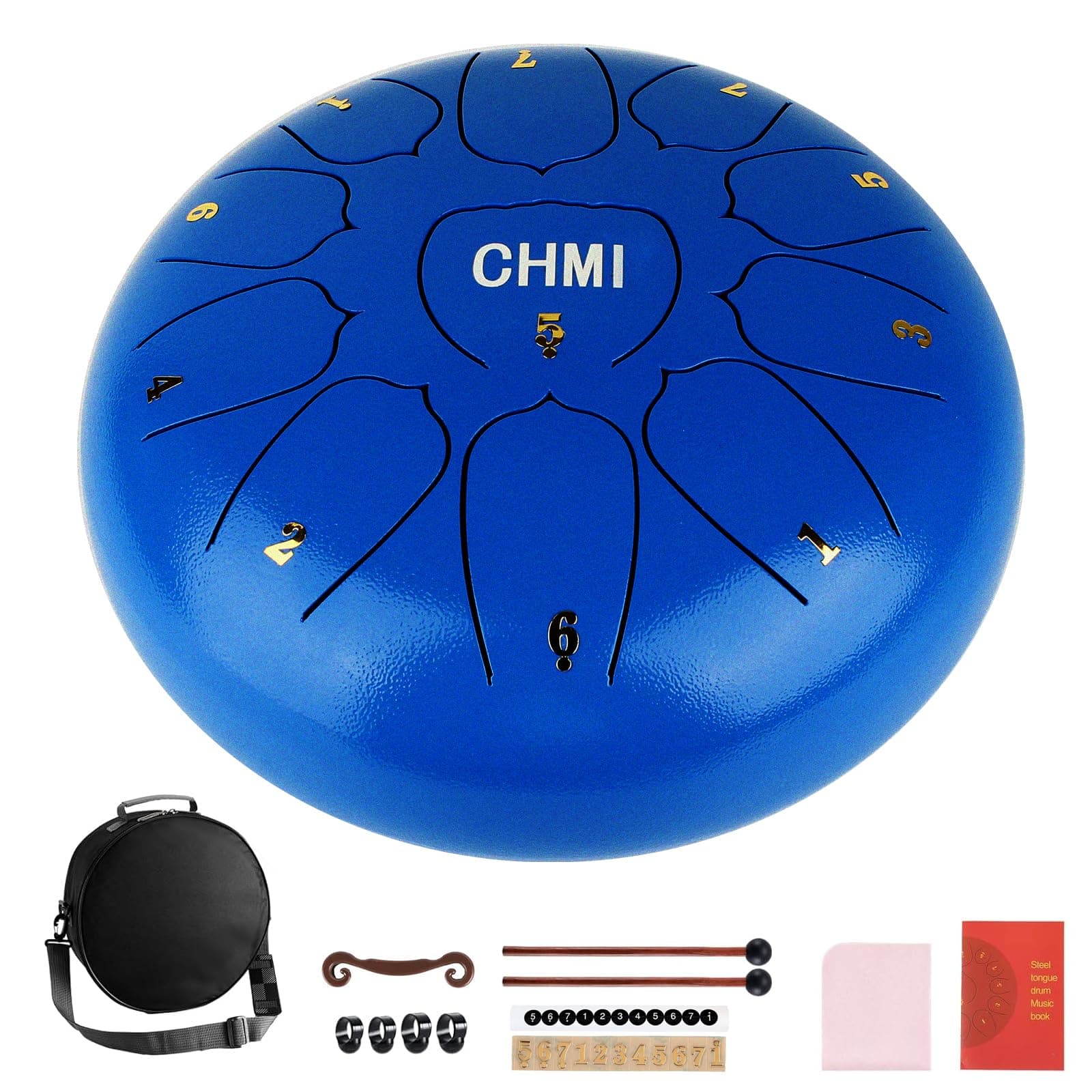CHMI Rain Drum for Outside，Steel Tongue Drum，11 Notes 10 inches Rain Music Maker Outside with Bag, Hand Pan Drums with Music Book and Mallets, D Key Tongue Drum (Blue)