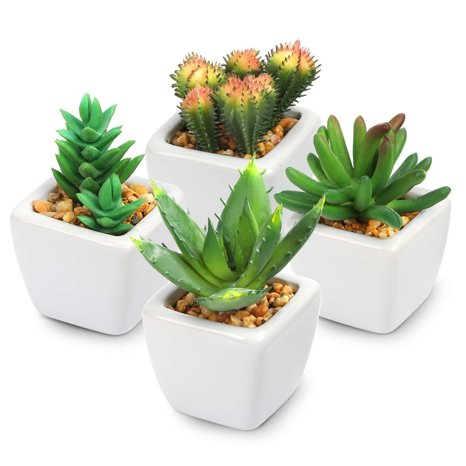 Myartte Home Decor Office Decor-Artificial Shrubs Artificial Succulent Plants Mini Fake Plants for Beautifying Our Life and Home Environment (White D)