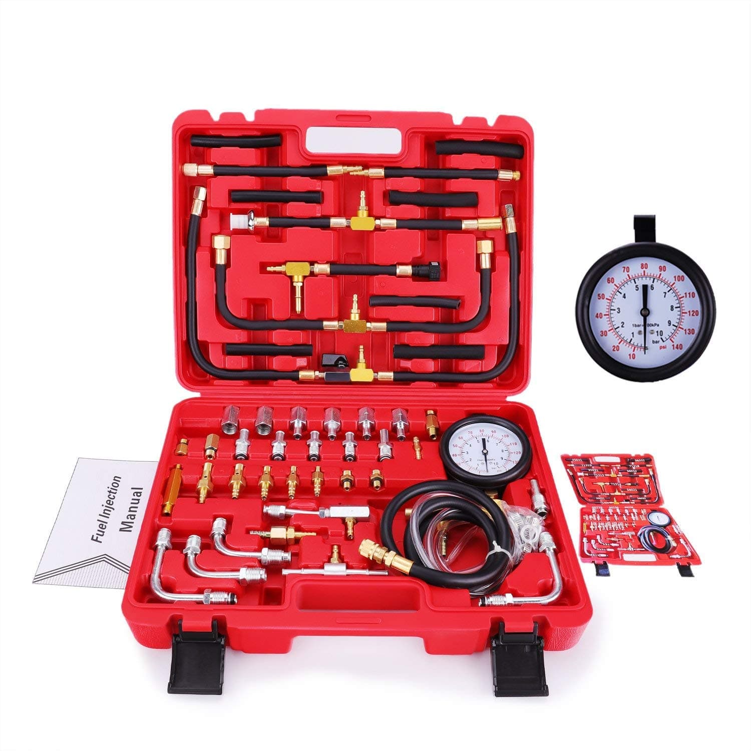 Pro Fuel Injection Pressure Tester Kit Gauge 0-140 PSI