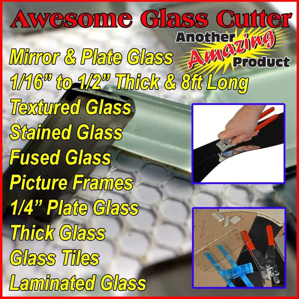 Glass Cutting Kit, Cutter with Glass Drill Bits for Drilling Holes in Bottles, Blocks and Quarter Plate. Professional 2-in-1 Cutter Tool Scorer and Breaker, Step-by-Step Instructions & Online Videos