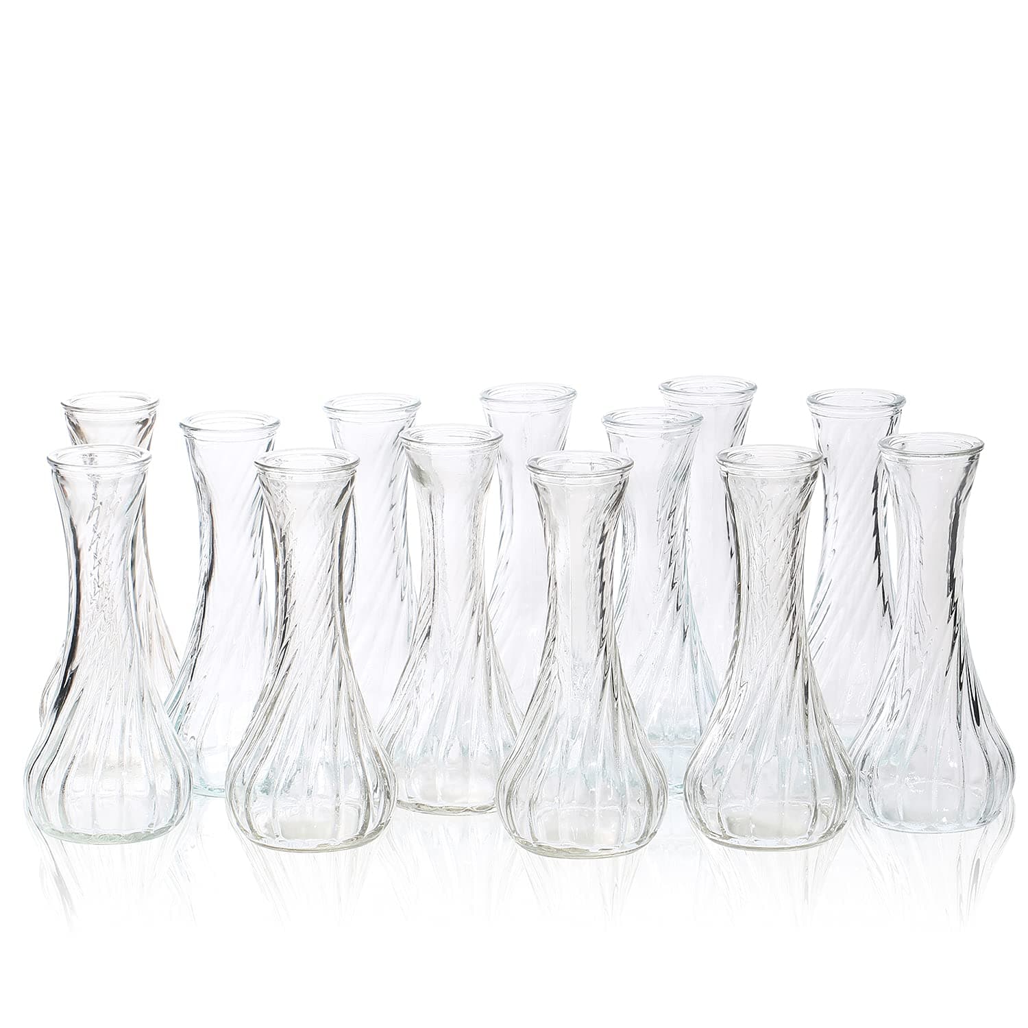 Set of 12 Small Glass Vase, Bud Vases in Bulk for Floral Arrangements, Events, Home Decor Weddings, Table Centerpiece Clear