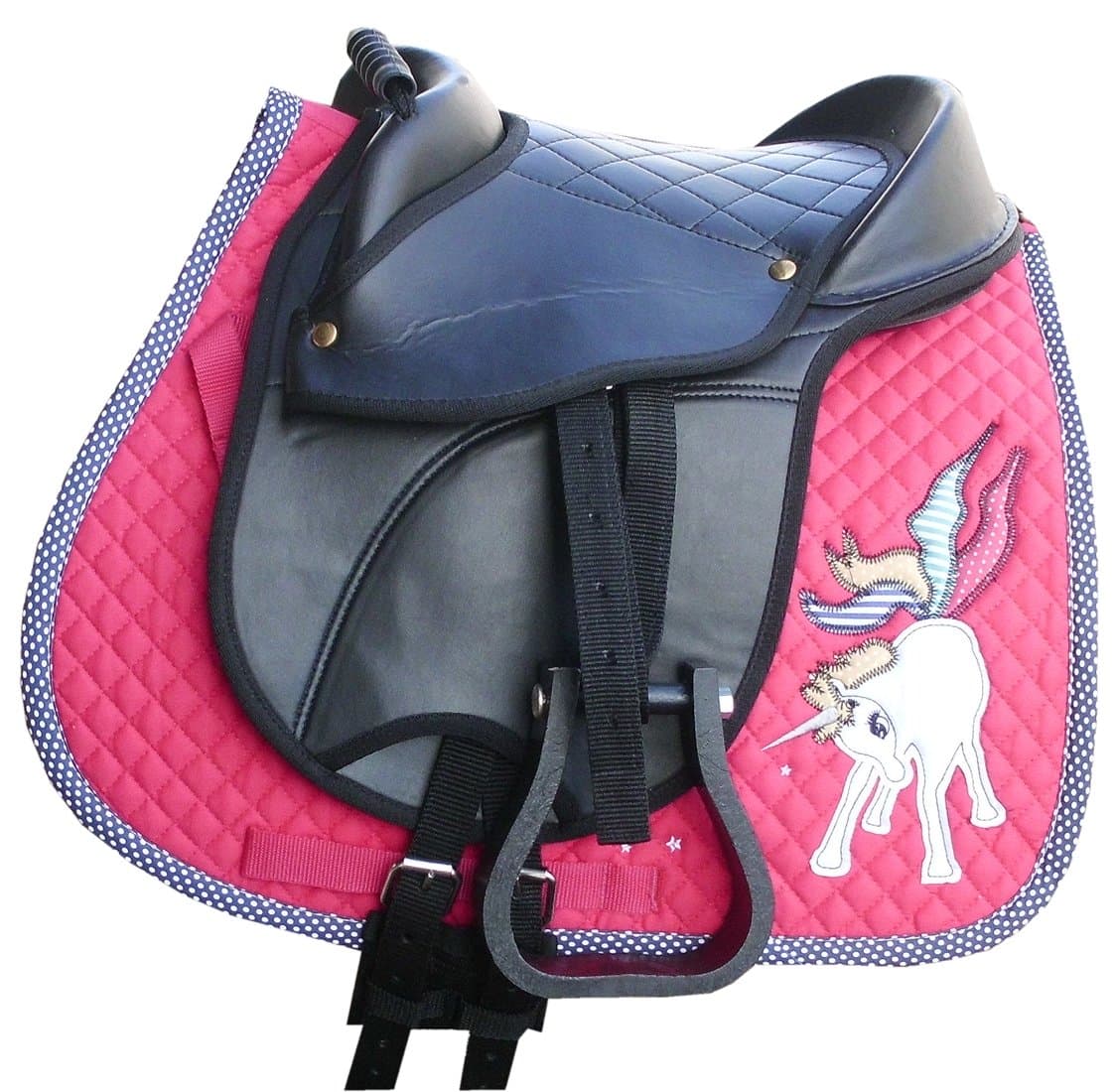 Kids Youth Saddle Set | Shetland Pony Saddle Hide Covered Pony Pad Set with – Also Suitable for Wooden Horse Saddle Set
