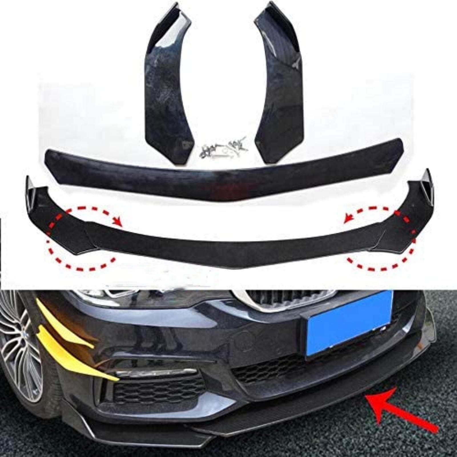 Thrivinger Universal Front Bumper Lip Body Kit Spoiler Wing, Front Bumper Lip Splitter fit, Front Bumper Lip Chin Spoiler, suitable for all models, Protection Splitter Spoiler
