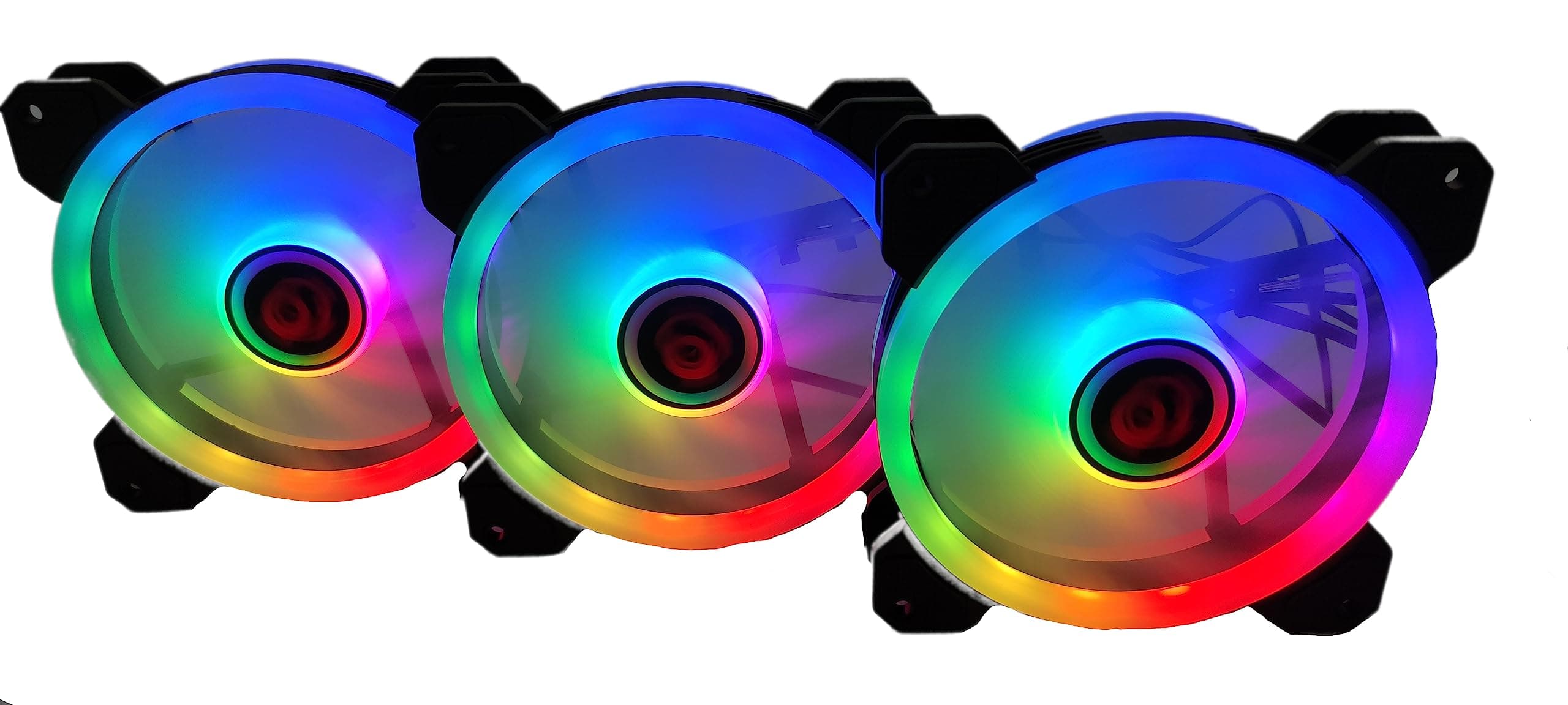 TALIUS, TECH 4 U Iris Spectrum ARGB/Cronos Fans 120 mm Sweep Effects Pulse Spiral Double Ring LED 6-Pin Connector (3 Fan Black)