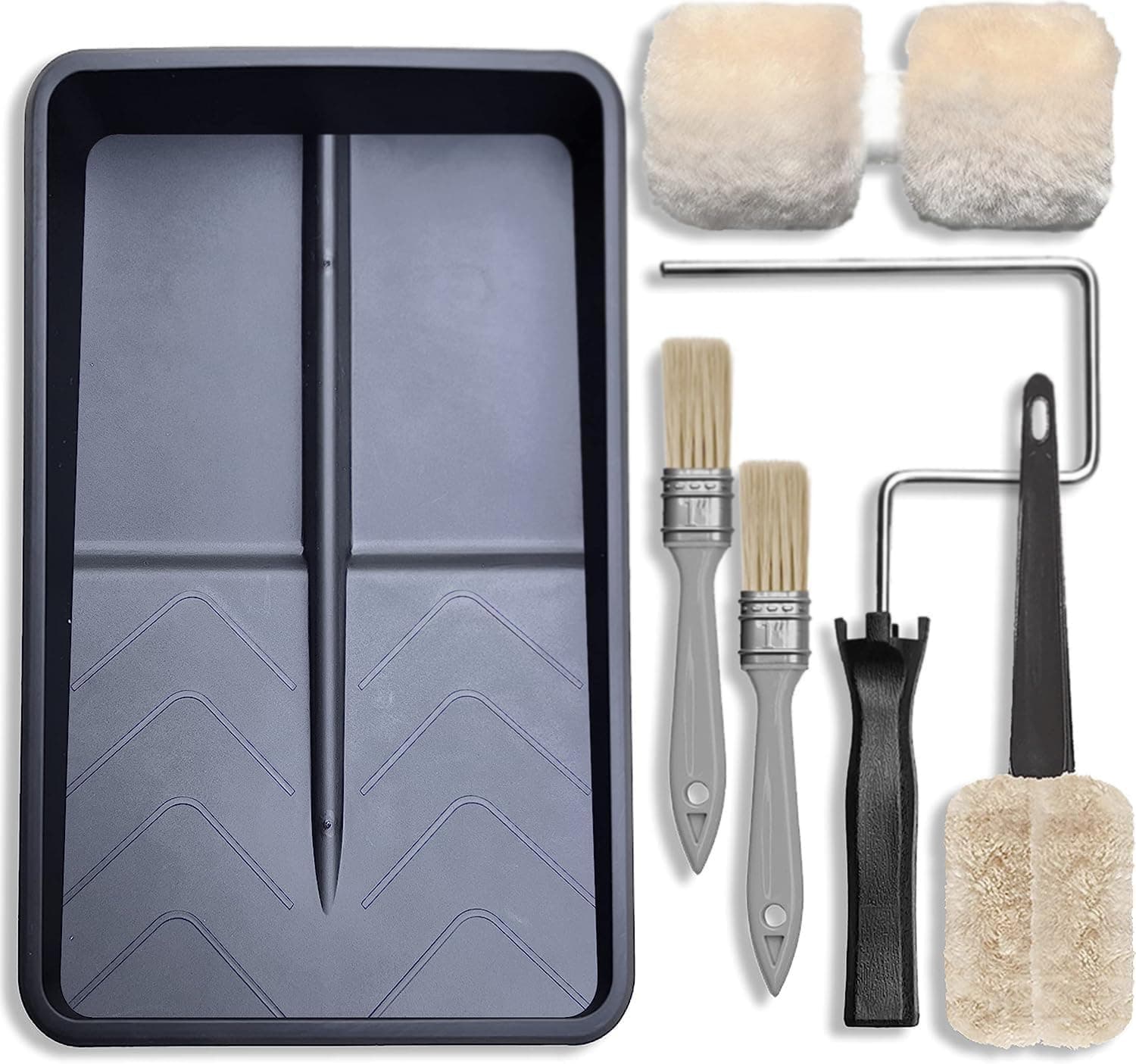 The Woolie MINI-Sized 6 inch Dual 2-Color Split Roller Faux Painting Beginner Starter KIT - Sheepskin/Lambswool Dual Roller (Beginner-Starter-KIT)