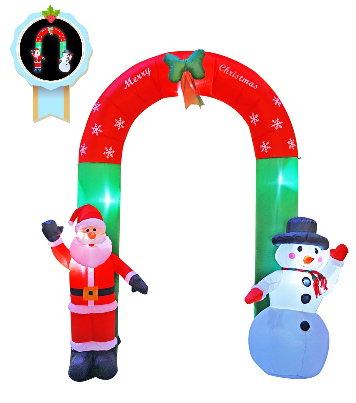 inslife 8 Ft Large Christmas Inflatable Arch Decoration Santa Claus and Snowman Archway Decorations for Indoors Outdoors Yad Home Garden Lawn