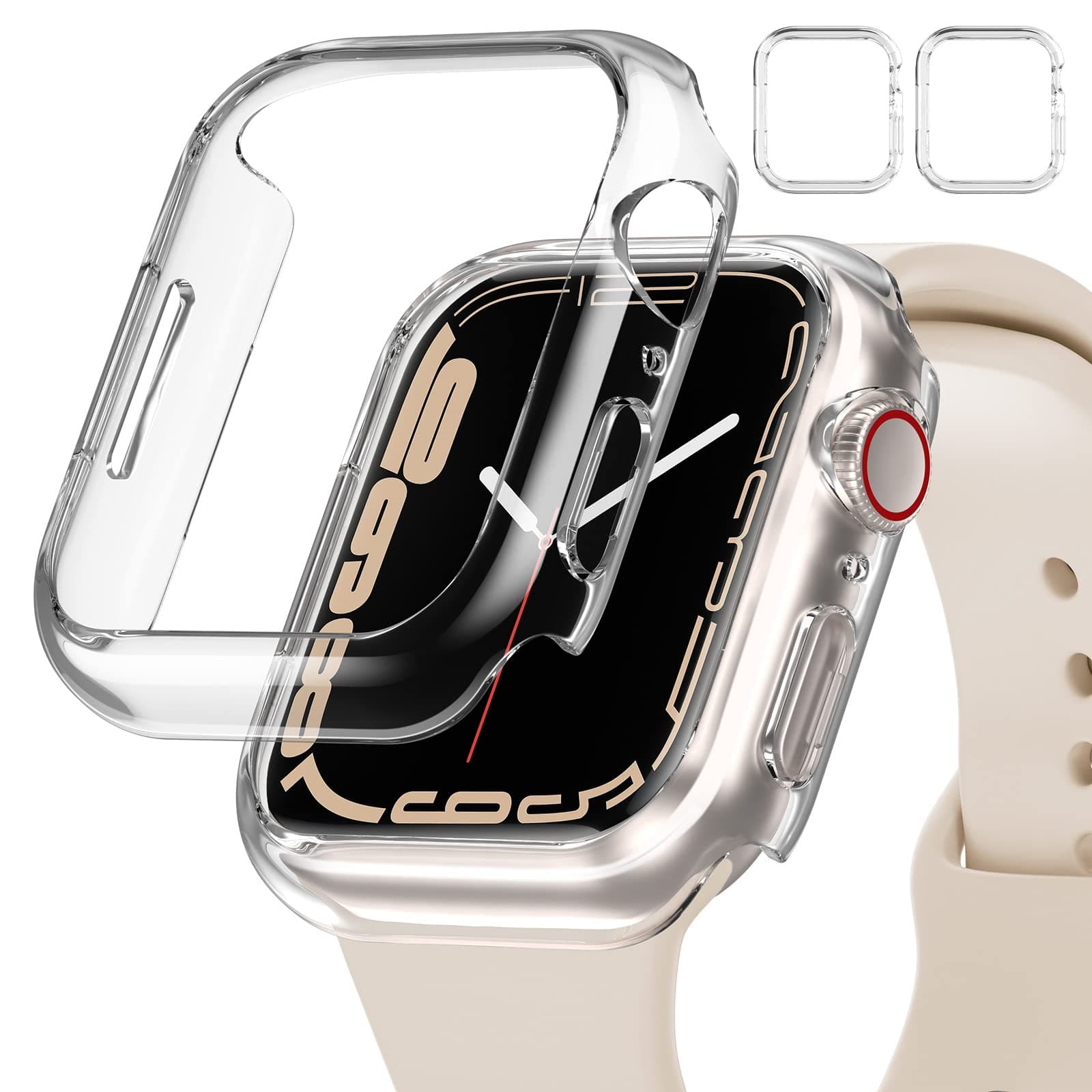 [2 Pack] DABAOZA Compatible for Apple Watch Case 45mm Series 7 [No Screen Protector], Clear iWatch Bumper Edge Case PC Shockproof Protective Cover Frame for iWatch Case Series 7 (Clear/Clear,45MM)