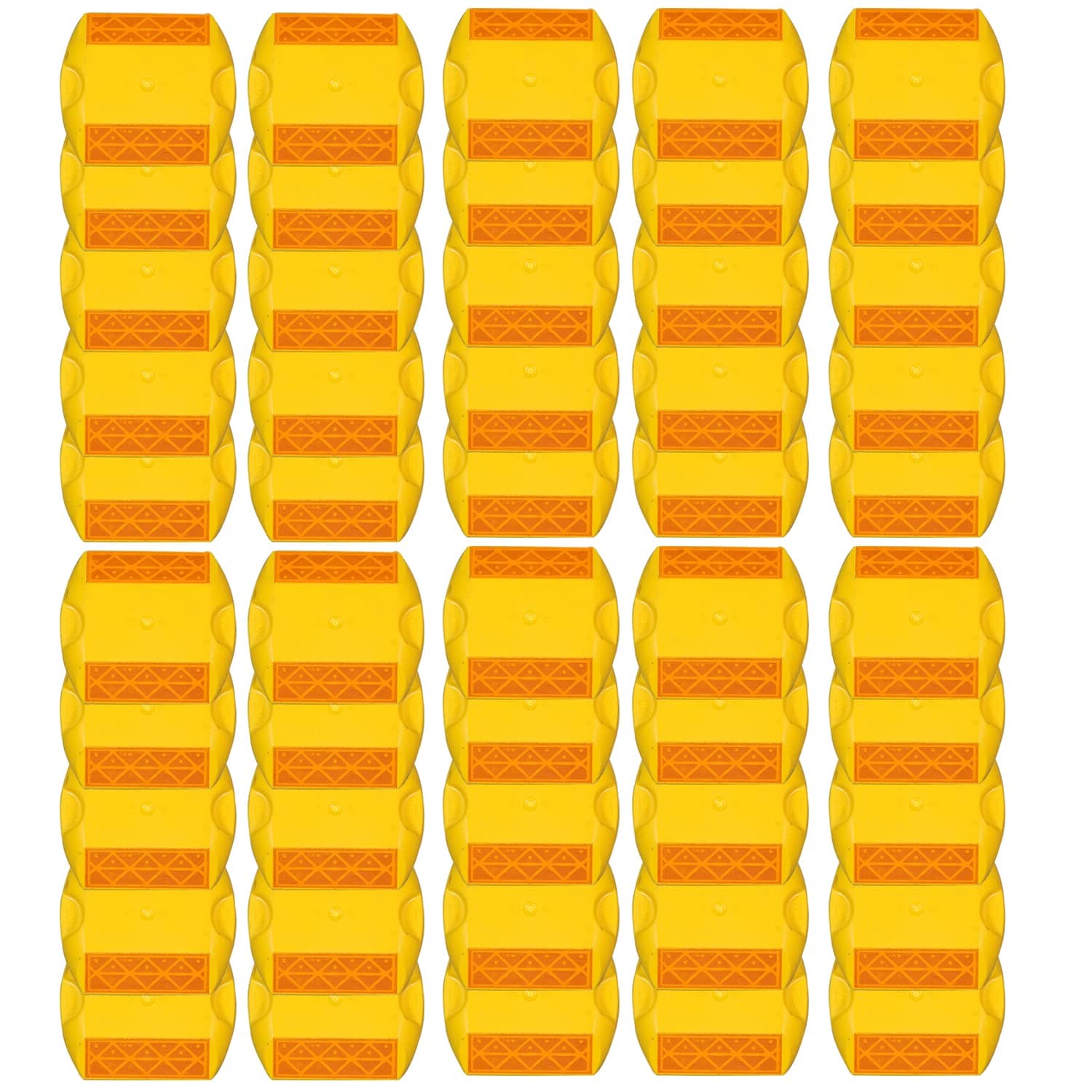 Yellow Road Stud Reflector | Heavy Duty Cat Eye for Road Safety | High Visibility Reflective Studs with Weatherproof for Highways,Parking,Driveways,Factories & Industrial Projects-Pack of 50