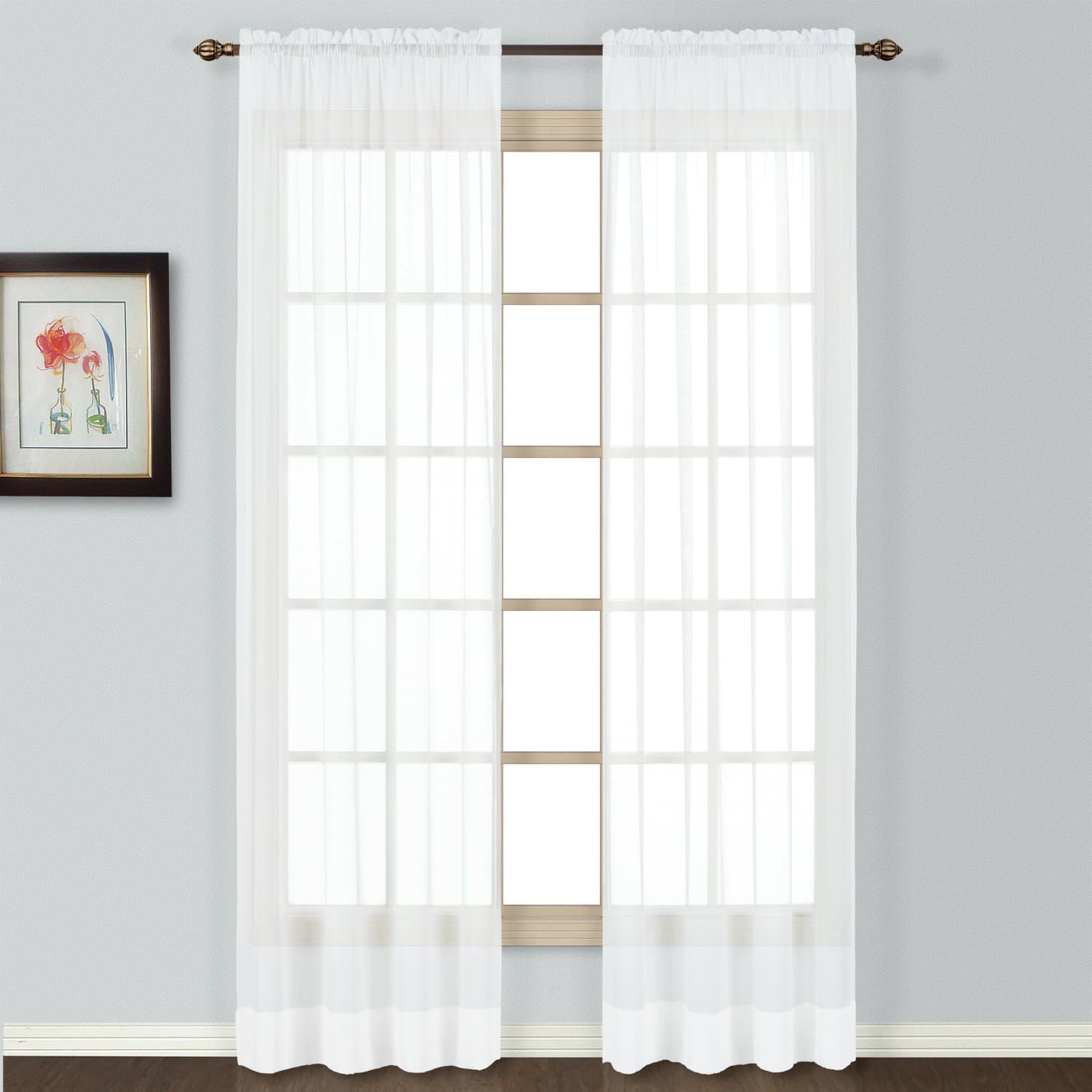 United Curtain Batiste Semi-Sheer Window Curtain Panel, 54 by 45-Inch, White