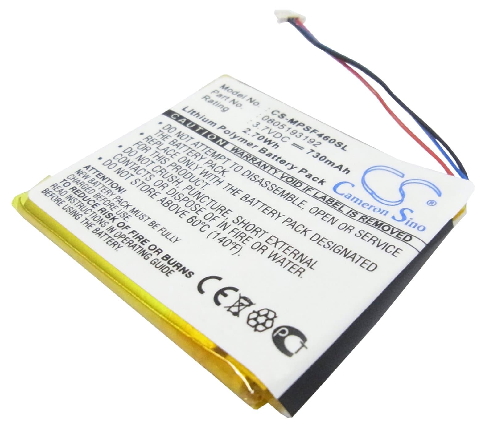 Replacement battery for SanDisk Sansa View 8GB, Sansa View 16GB, View 32GB, Sansa SMDX10R-8192K-P70