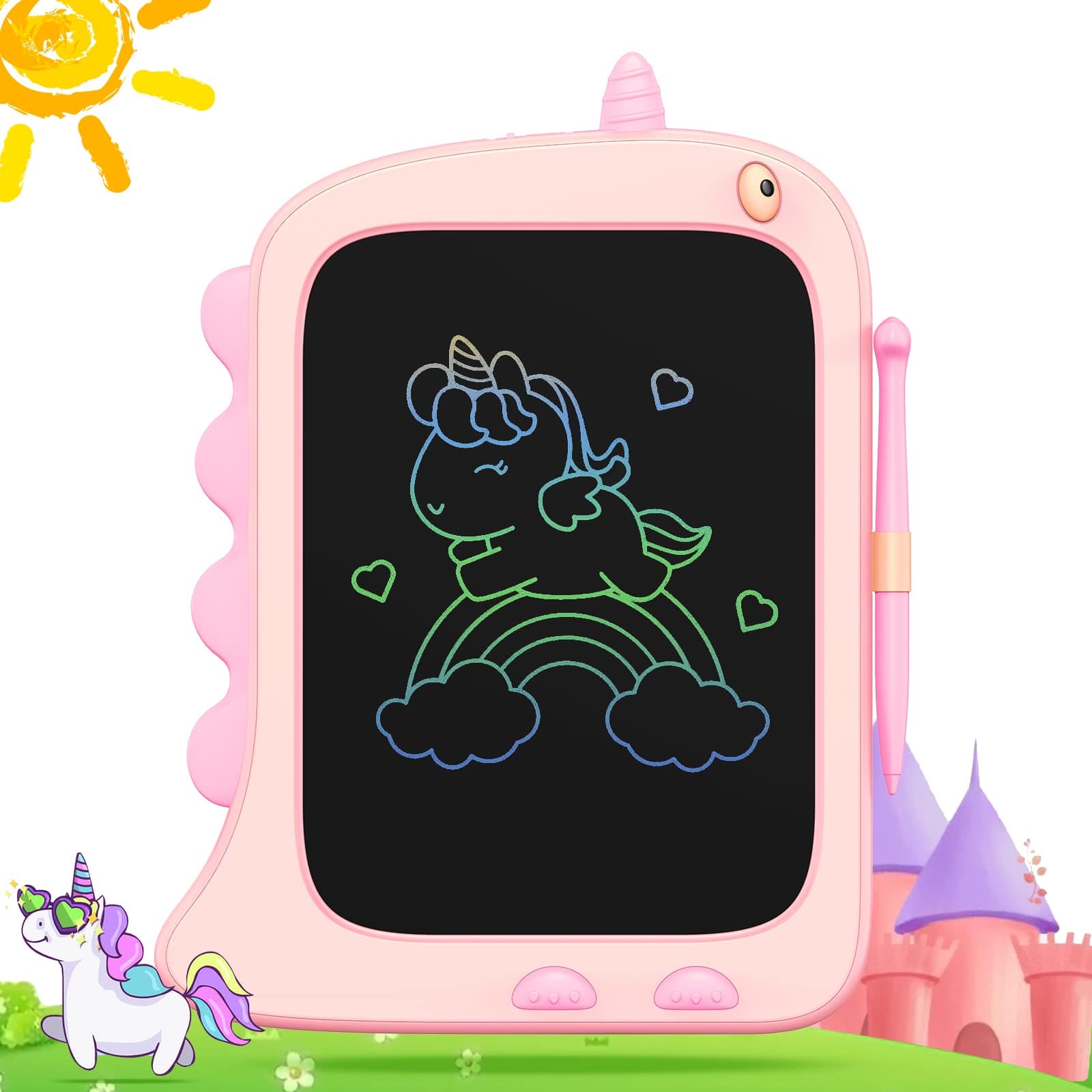 - 8.5 Inch LCD Doodle Board Tablet for Girls - Unicorn Drawing Pad for Kids 2-7 Years Old - Travel Toy Birthday Gift