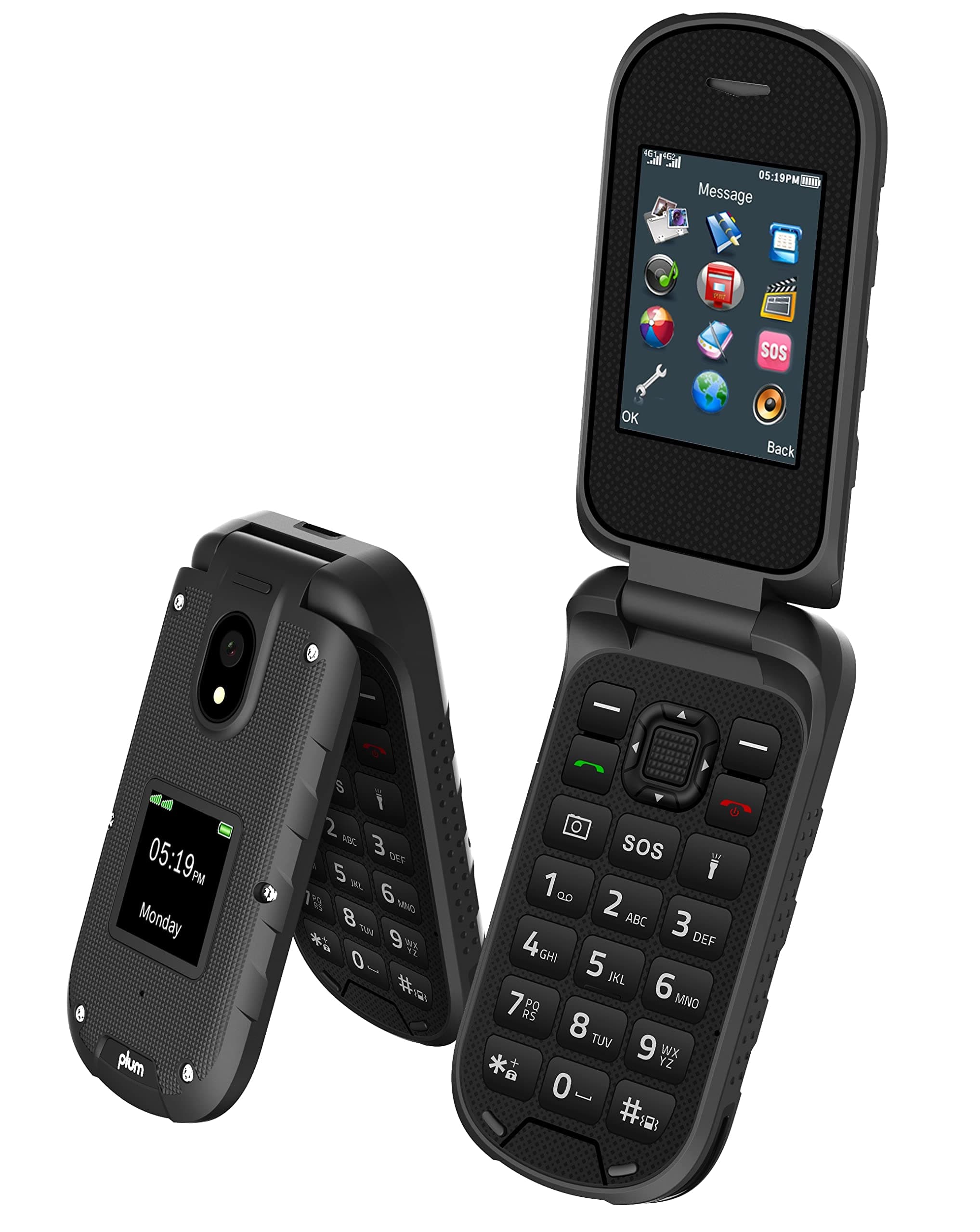 RAM Plus 4G Volte Rugged Flip Phone, IP68 Shock Proof T-Mobile – Black