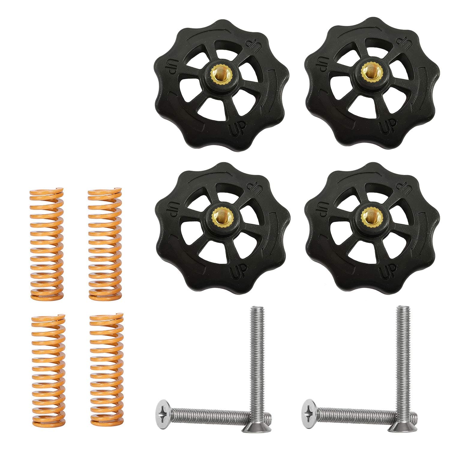 Sunhokey 4PCS Upgraded Hand Twist Leveling Nut Diameter 40mm+ 4PCS Hot Bed Light Load Compression Mould Die Springs + 4PCS M4X35 Screws for 3D Printer