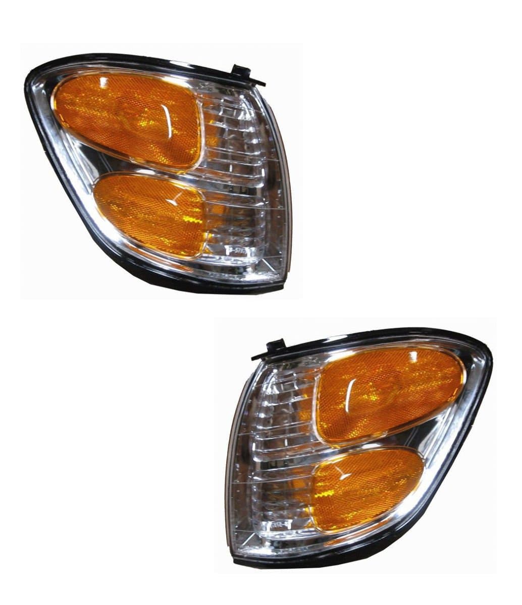 2001-2002-2003-2004 Toyota Sequoia & 2004 Tundra Pickup Truck Park Corner Lamp Turn Signal Marker Light Pair Set Right Passenger AND Left Driver Side (01 02 03 04)