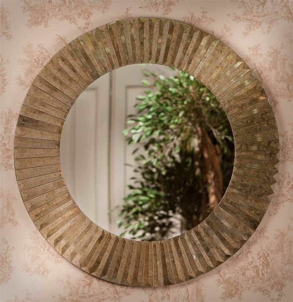 Faceted Sunburst Mirror in Antique Gold