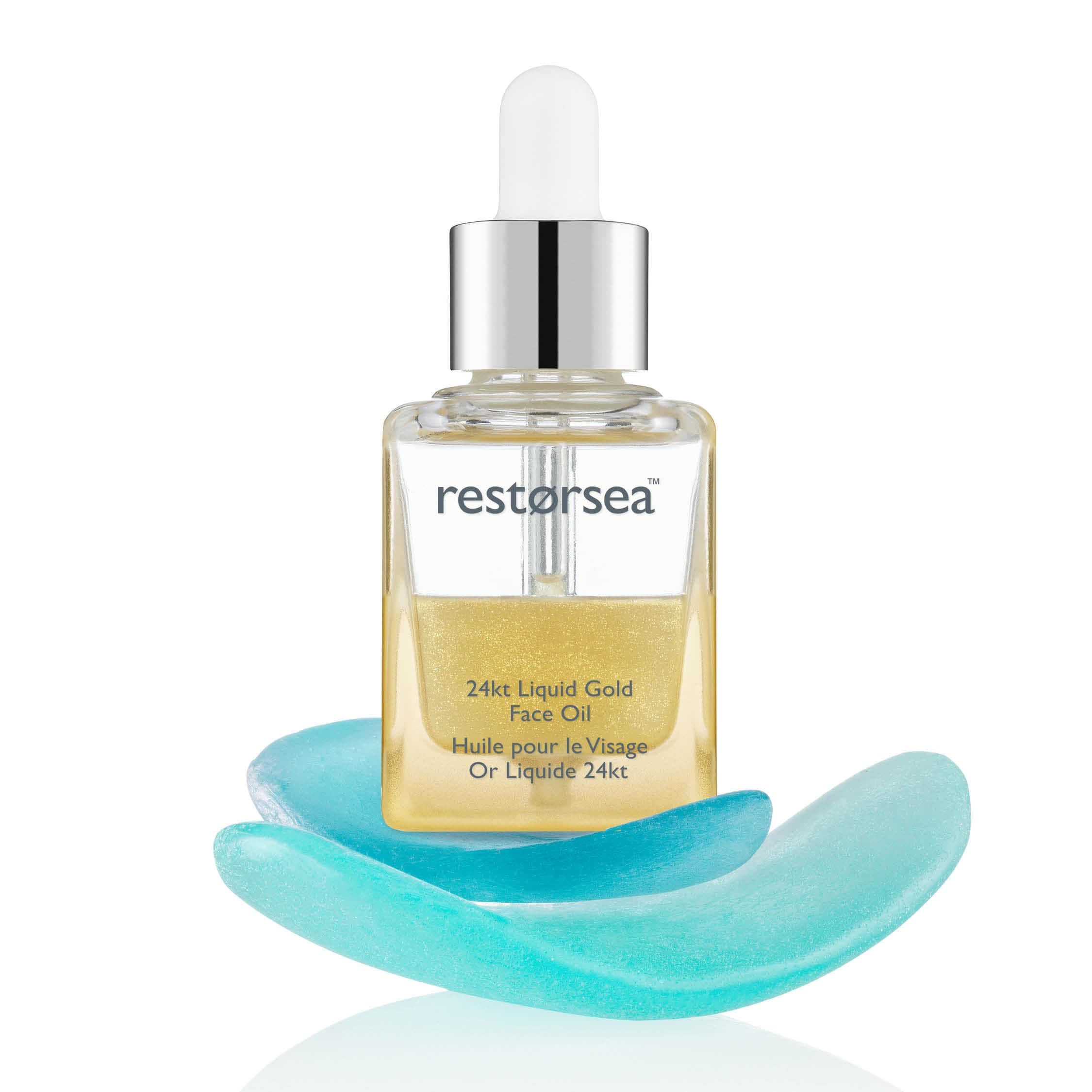 24kt Liquid Gold Face Oil – Balancing Face Oil for Oily & Dry Skin – Controls Sebum, Hydrates – With Aquabeautine XL®, Vitamin C, & Gold Flakes – Non-Comedogenic, 1oz