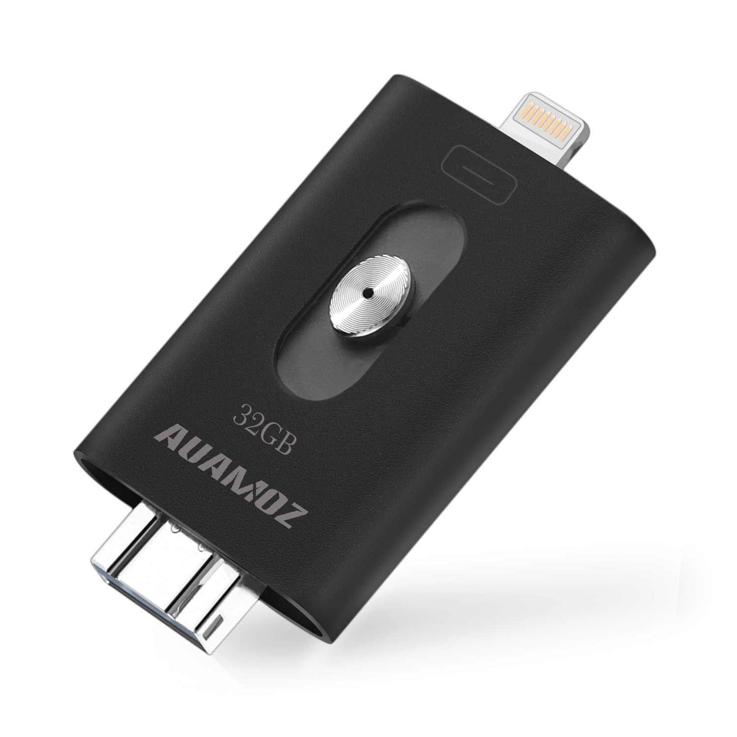 IOS Flash Drive 32GB, AUAMOZ Thumb Drive USB 3.0 Lightning Memory Stick for iPhone iPad Android Phone and Computers (Black)