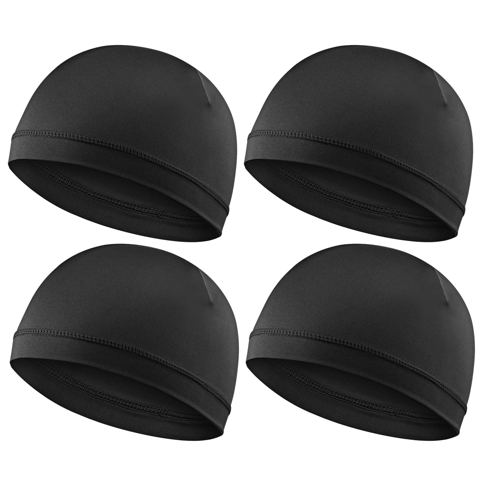 4Pcs Wave Cap for Men Silky Durags Elastic Band Wave Caps for 360 540 720 Waves Soft Breathable Satin Durag Unisex Adults Kids Skullies Beanies Hats Shower Cap Black(Black,Dark Gray)