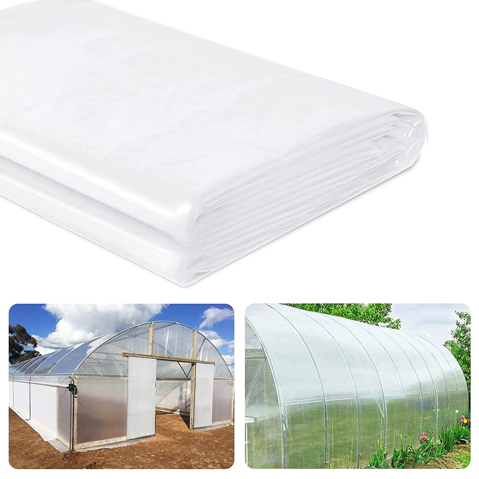 2m x 10m Heavy Duty Polythene Sheeting 125Mu/500g Extra Thick Plastic Sheeting Clear Polytunnel Cover Plastic Dust Sheet for Greenhouse, Polytunnel, Farming, Painting Work