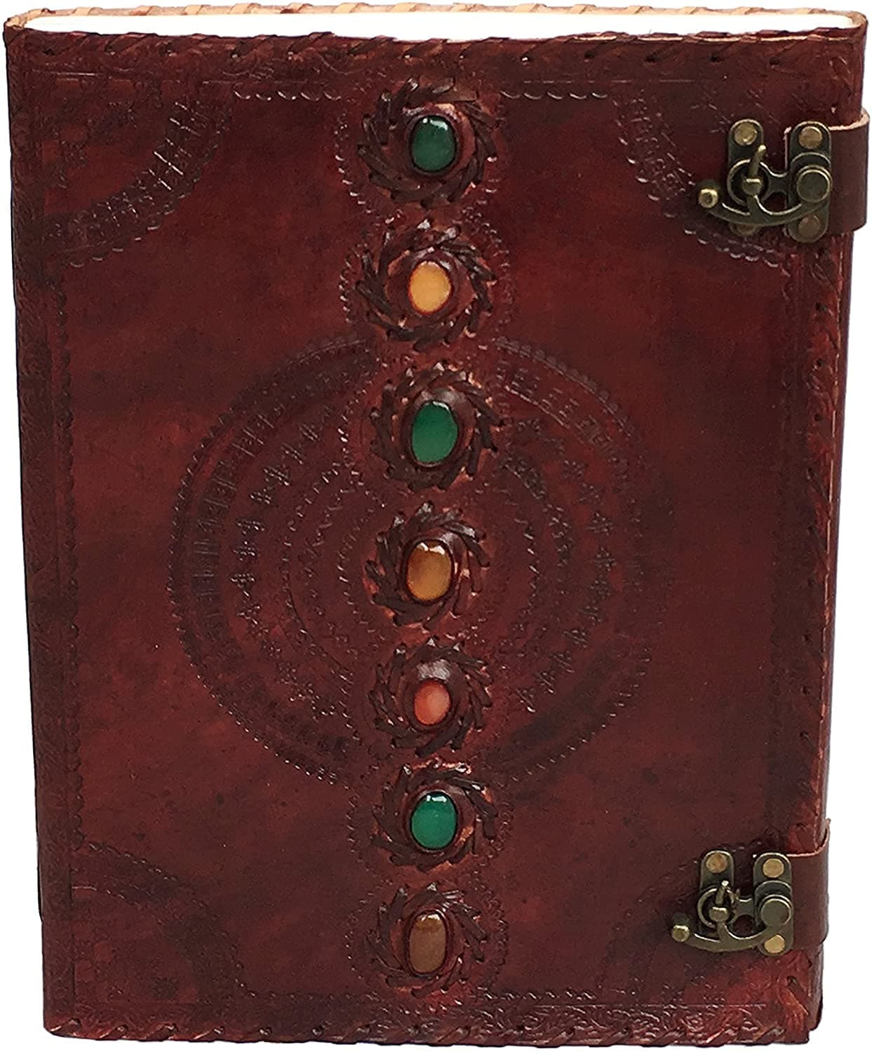 Leather Journal Book Seven Chakra Medieval Stone