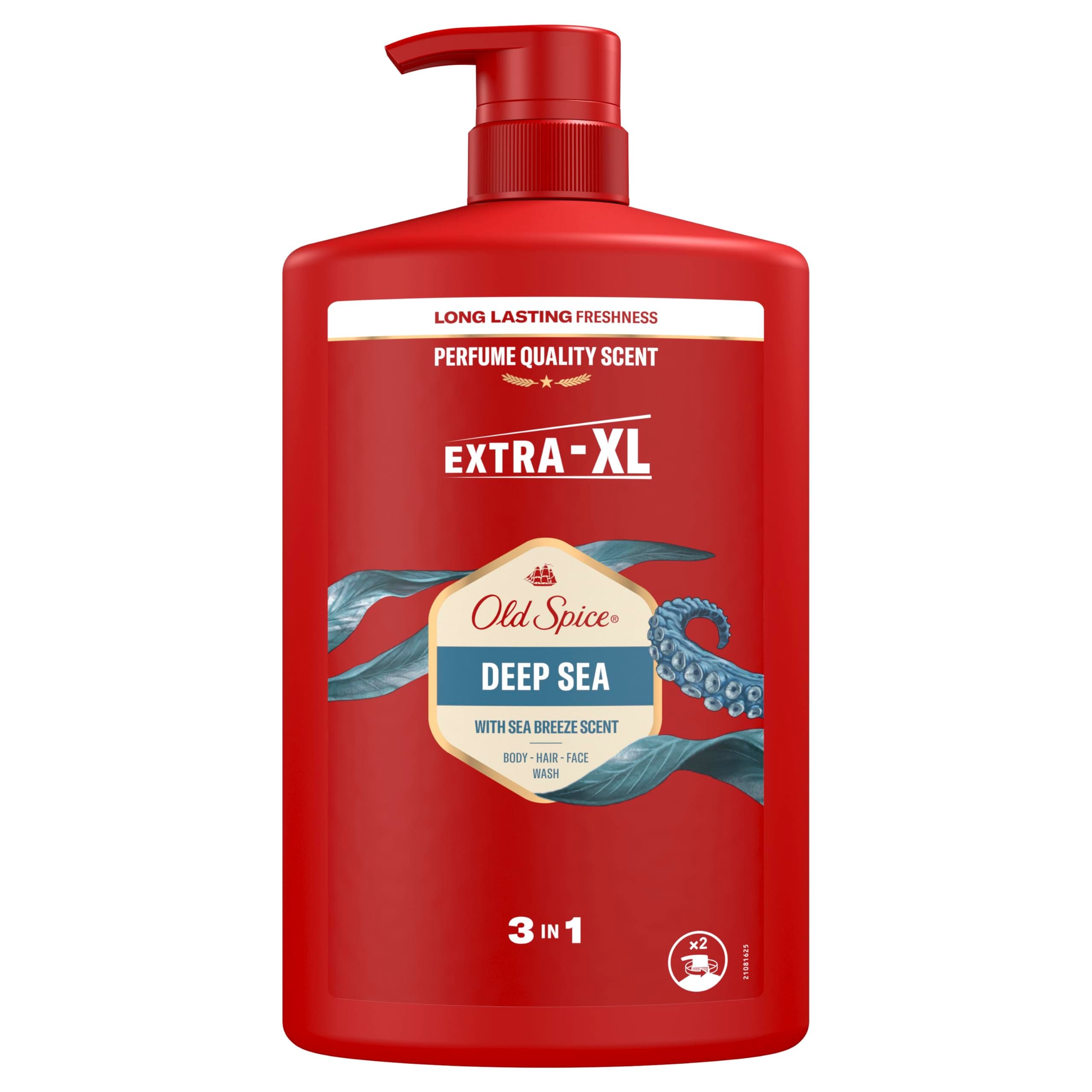 Old Spice Deep Sea 3-in-1 Shower Gel & Shampoo for Men, 1L, Long Lasting Fresh Fragrance Perfume Quality for Hair Face Body