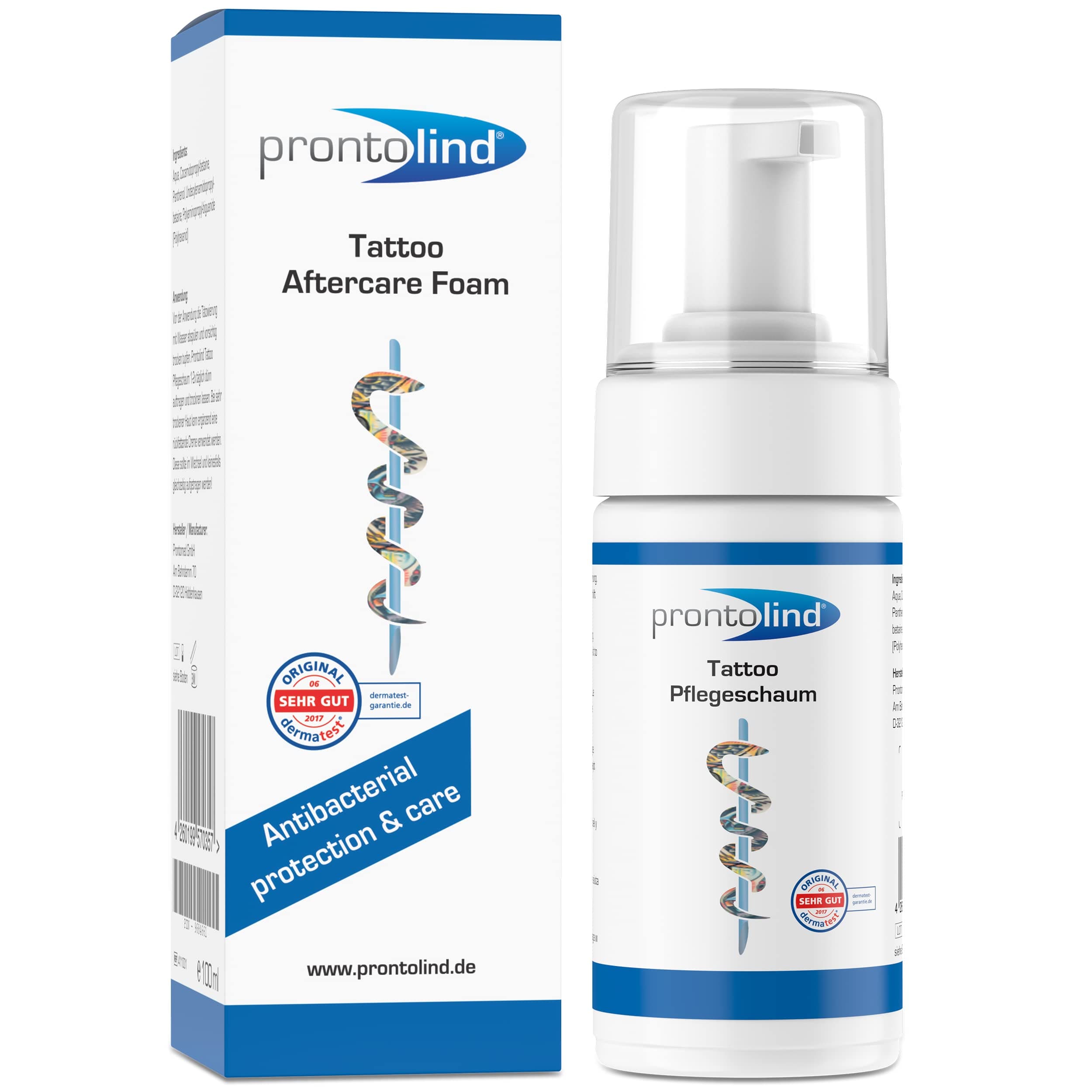 prontolindTattoo Foam - 100 ml - Optimal Care for Tattoos - Prevents Inflammation & Maintains Colour Brilliance