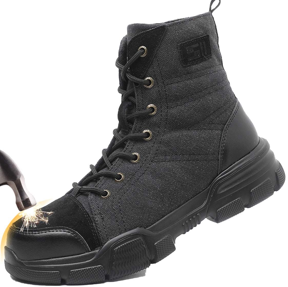 SUADEXSteel Toe Boots for Men Military Work Boots Indestructible Work Shoes for Women Athletic Safety Shoes Composite Toe
