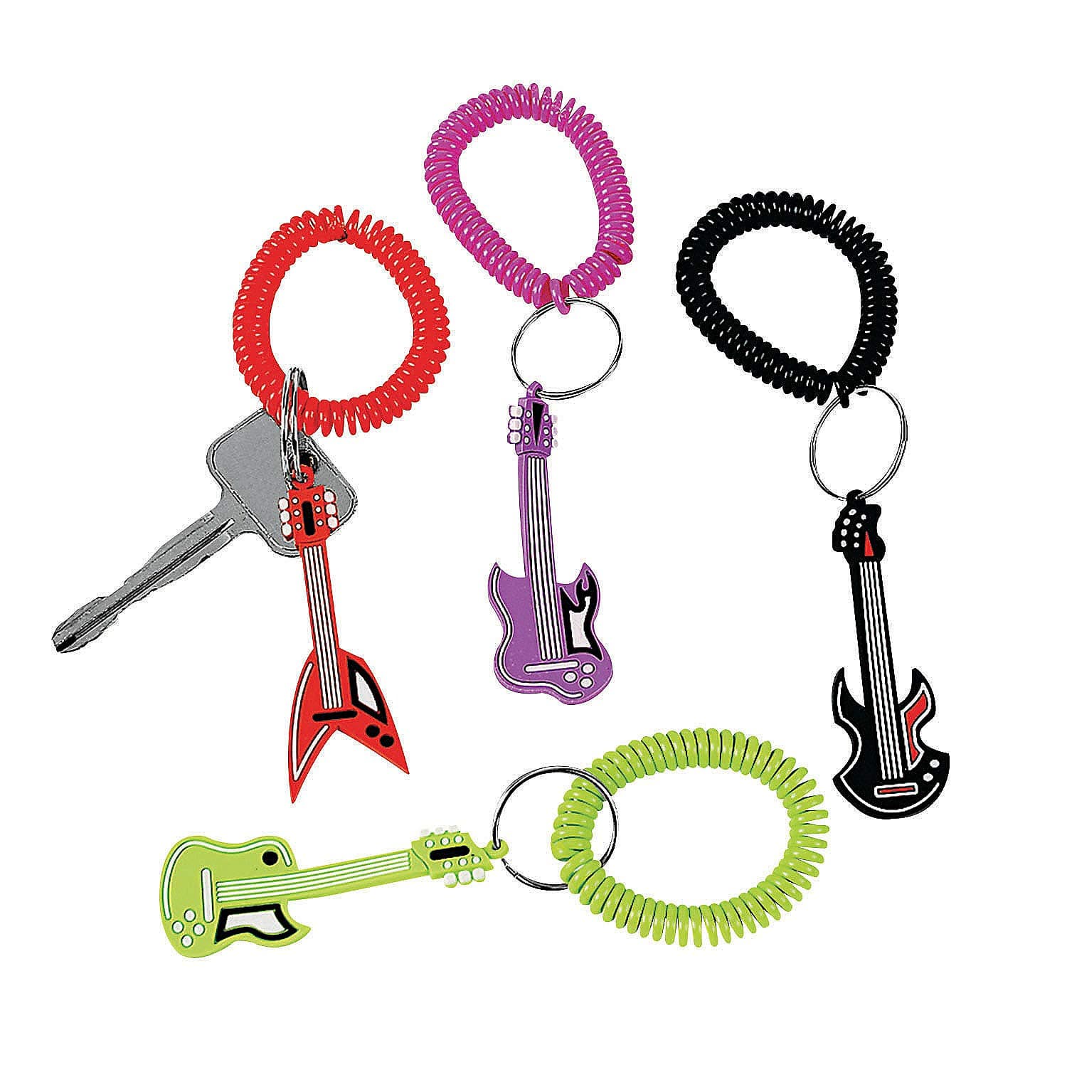 Fun Express - Rock Star Rubber Key Chains - Apparel Accessories - Key Chains - Novelty Key Chains - 12 Pieces