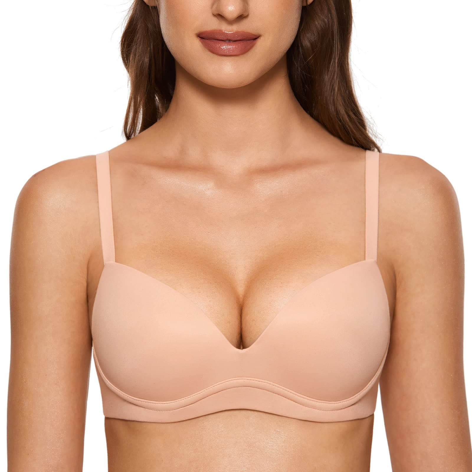 DOBREVAWomen's Push Up Bra No Underwire Comfortable Wireless Bras Padded Plunge