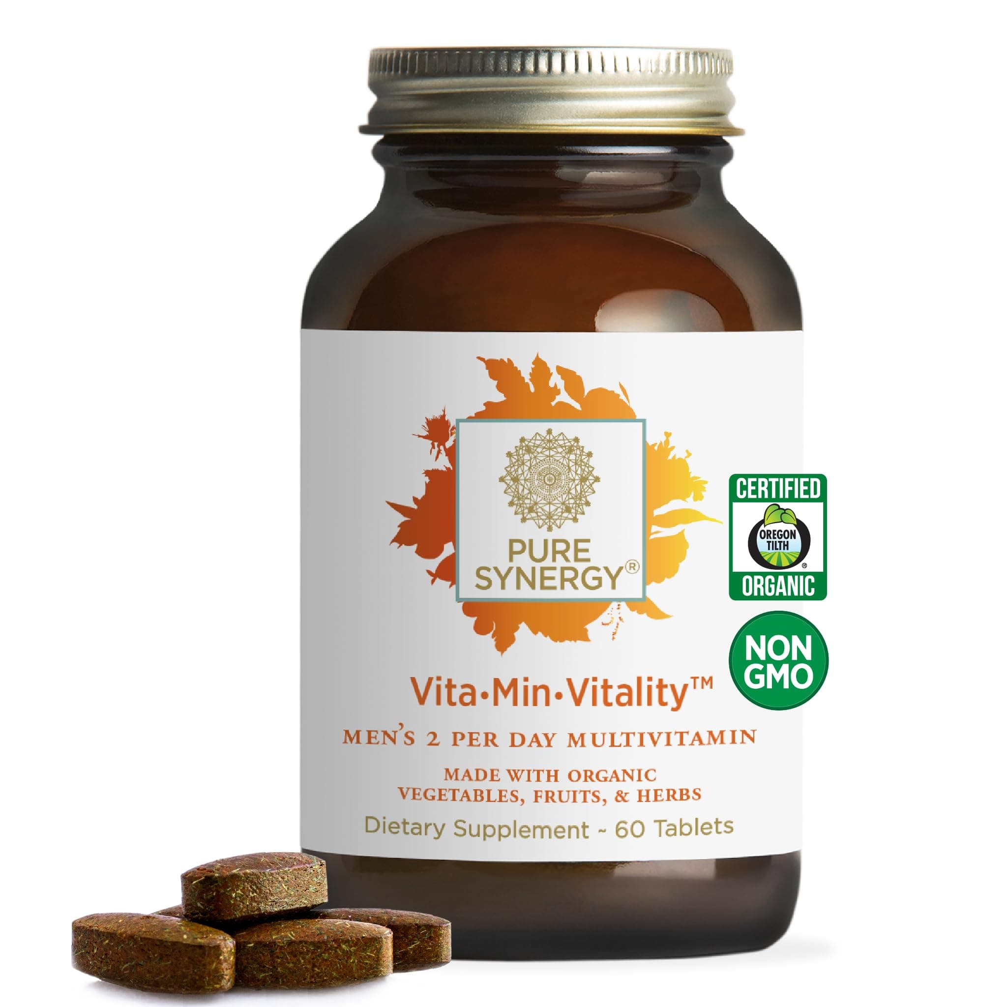 Vita·Min·Vitality | Natural Multivitamin for Men | Men’s Daily Multivitamin Made with Organic Whole Foods | for Energy, Stress, and Immune Support (60 Tablets)