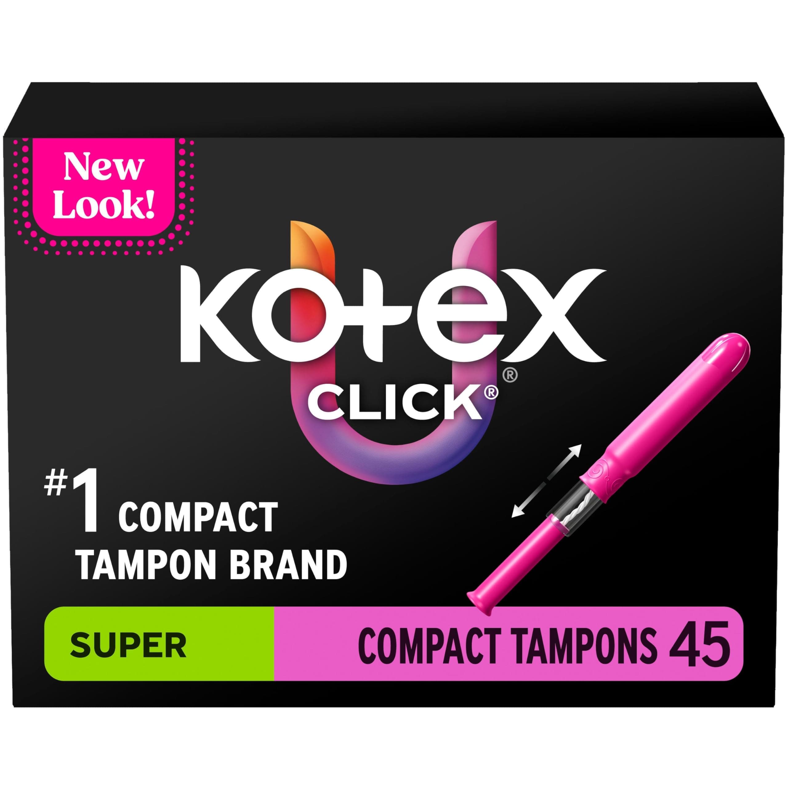 U by Kotex Tampons, Click Compact, Super Absorbency, Unscented, 45 Count