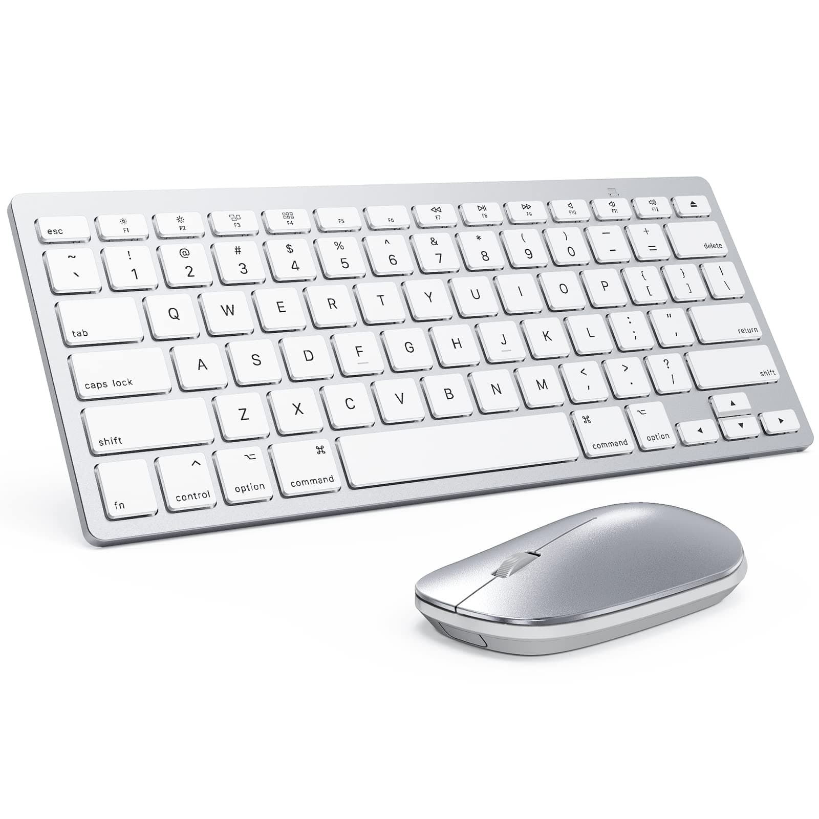 Bluetooth Keyboard and Mouse for Mac, Ultra-Slim Mac Keyboard and Mouse Combo, Wireless Keyboard and Mouse for Mac, MacBook Pro/Air, iMac, Mac Mini, Laptop and PC (Silver)