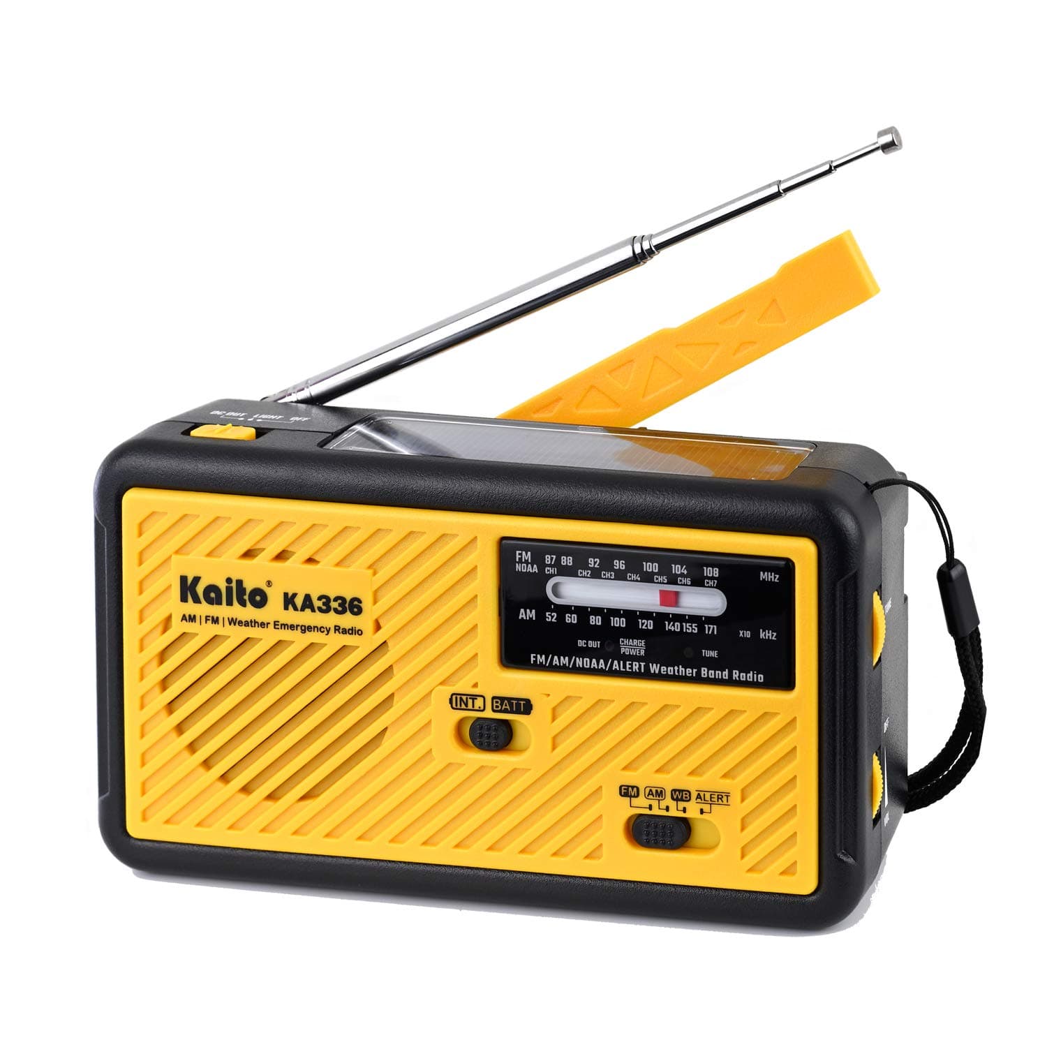 Voyager ECO Emergency Radio KA336 AM/FM NOAA Weather Alert 5-Way Powered Solar Crank Radio Receiver with LED Flashlight and USB Mobile Phone Charger Yellow