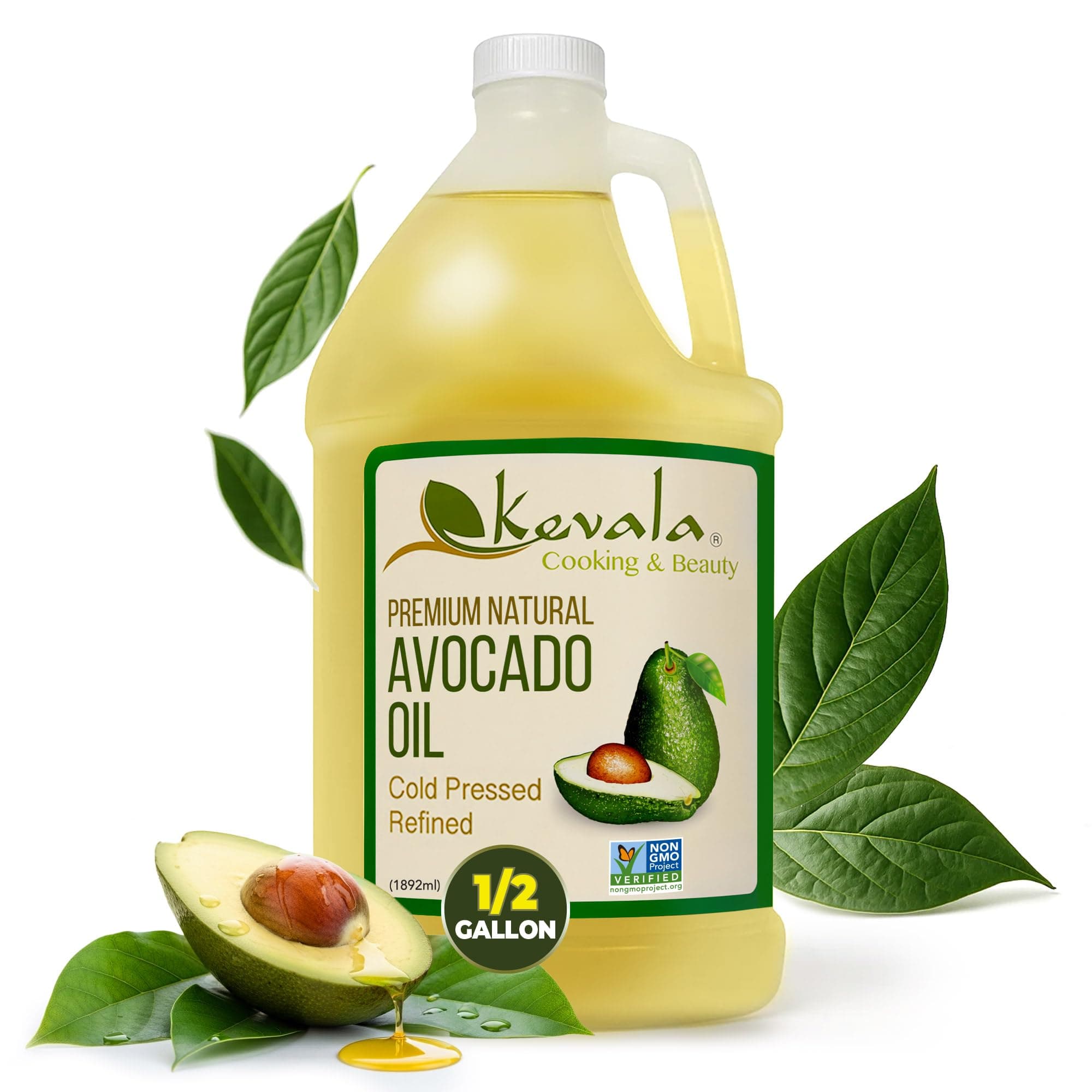 Kevala Avocado Oil – Cold Pressed | Non‑GMO Project Verified & Kosher | Multipurpose for High Smoke Point Cooking, Roasting, Sautéing & Skin Moisturizing – Ideal Kitchen Staple – 64 Fl Oz (Pack of 1)