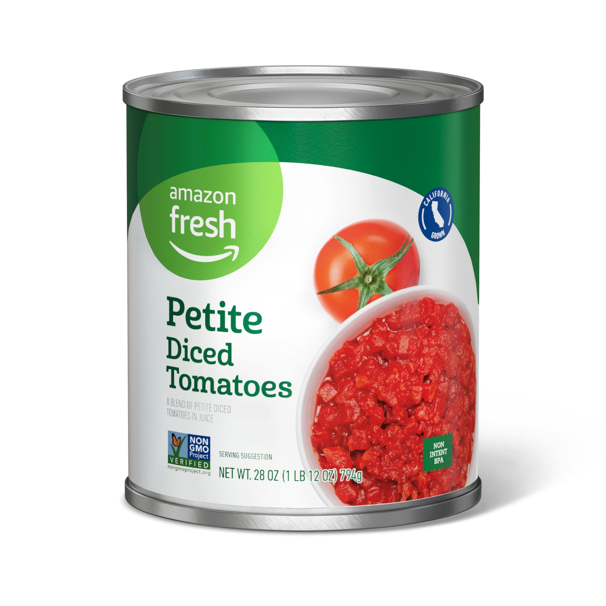 Amazon Brand - Happy Belly Petite Diced Tomatoes, 28 Ounce