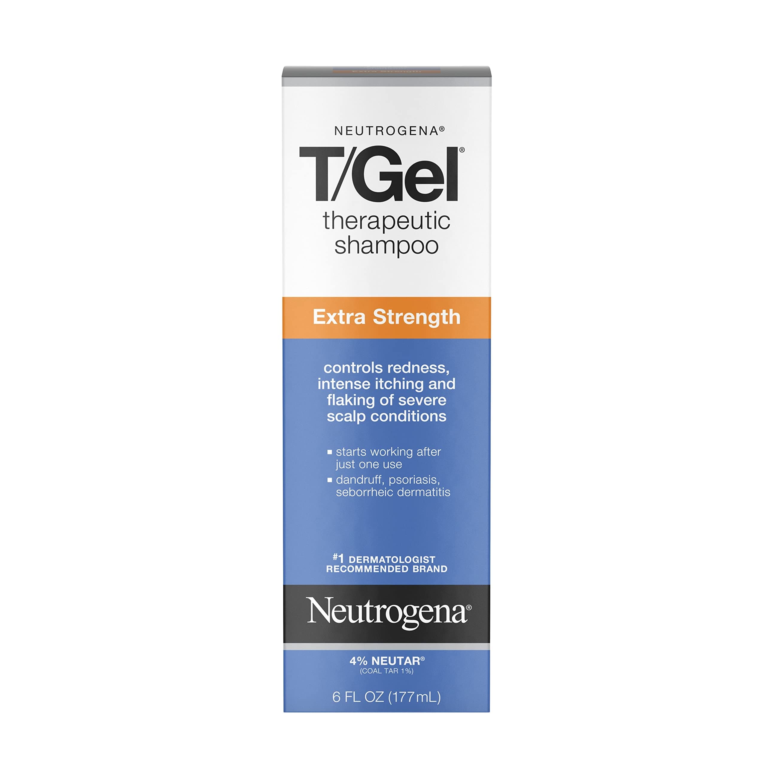 Neutrogena T/Gel Extra Strength Therapeutic Shampoo with 1% Coal Tar, Anti-Dandruff Treatment for Long-Lasting Relief of Itchy, Flaky Scalp due to Psoriasis & Seborrheic Dermatitis, 6 Fl Ounce
