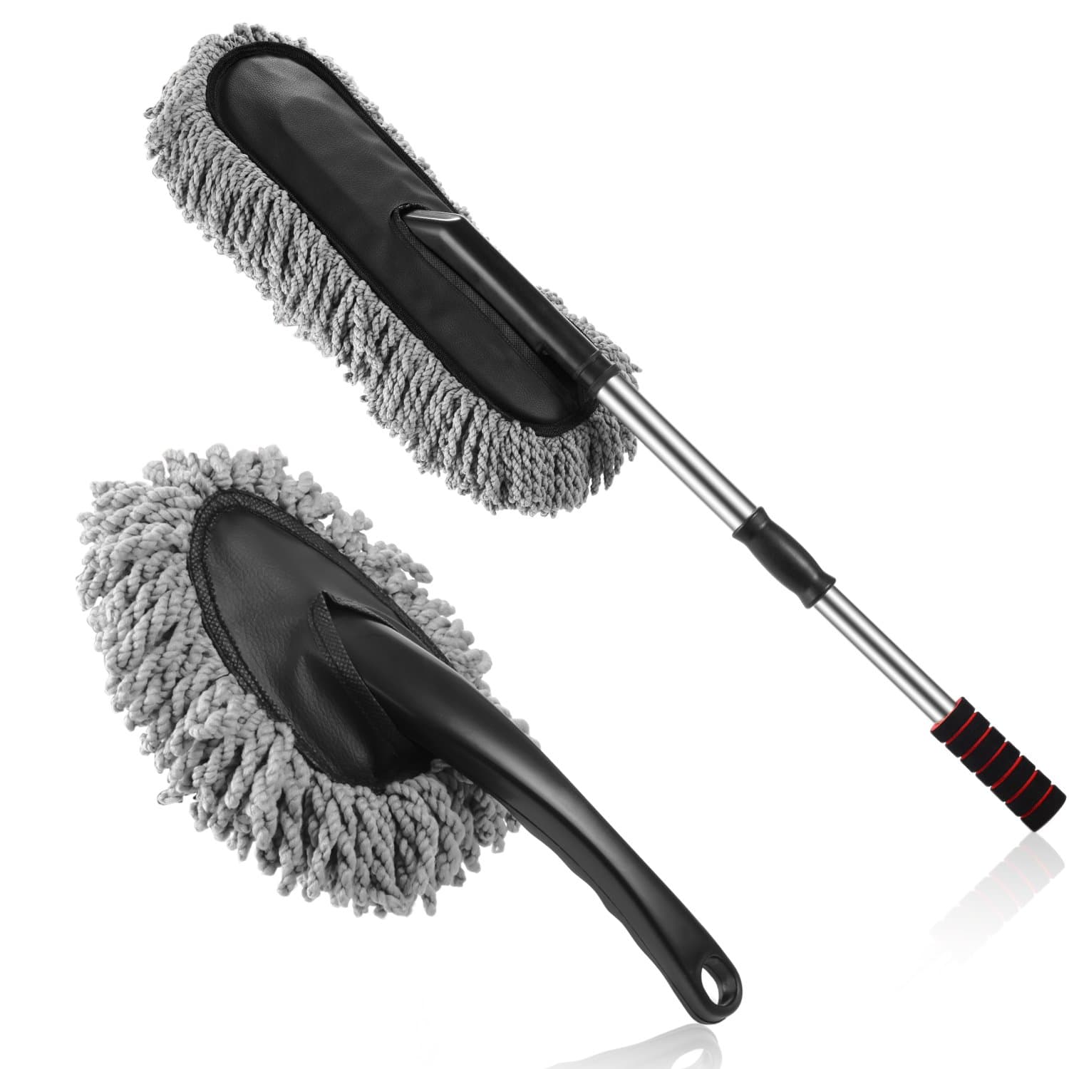 Multipurpose Microfiber Car Duster Brush 2 Pieces Kit with Long Extendable Handle for Car and Home