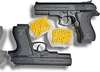 Shivsoft® Hand Gun Toy for Kids, PUBG-Inspired Pistol with 8-Round Reload, 6mm BB Bullets (50 Pcs), Guns & Darts Playset, Safe Plastic Toy Gun for Indoor & Outdoor Fun, Black (Pack of 2)